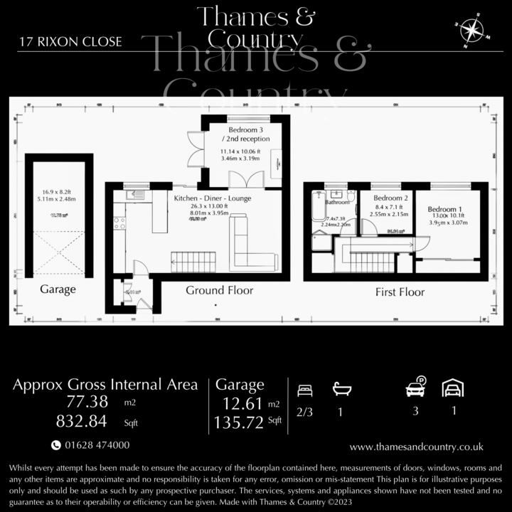 3 bed semi-detached house for sale in Rixon Close, Slough - Property floorplan