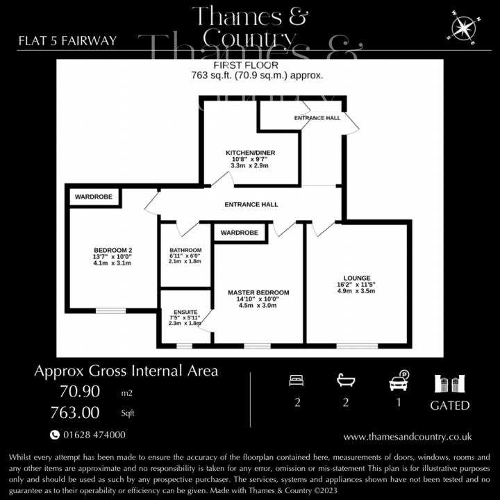 2 bed apartment for sale in Shoppenhangers Road, Maidenhead - Property floorplan