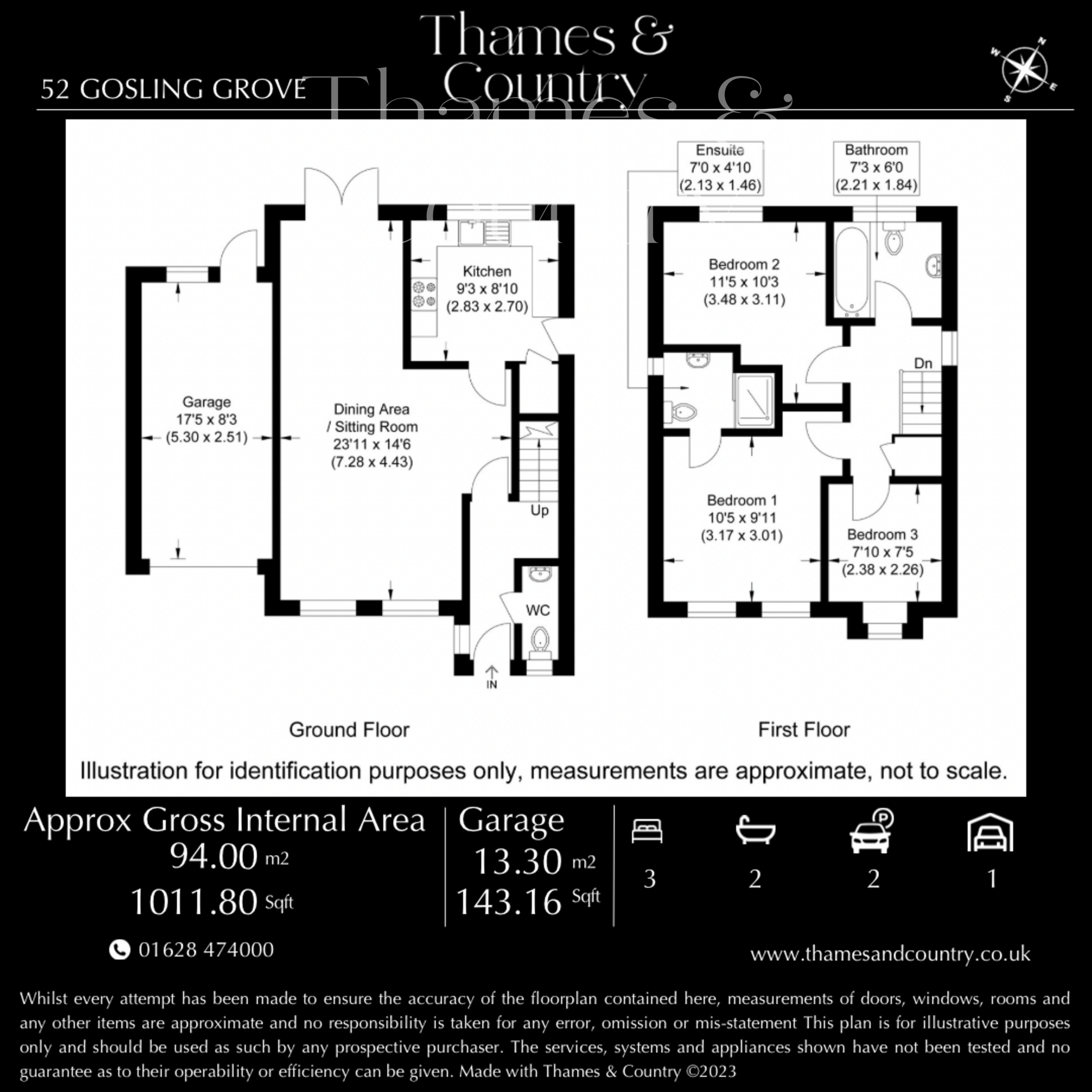 3 bed detached house for sale in Gosling Grove, High Wycombe - Property floorplan