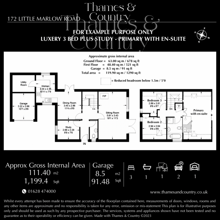 4 bed link detached house for sale in Little Marlow Road, Marlow - Property floorplan