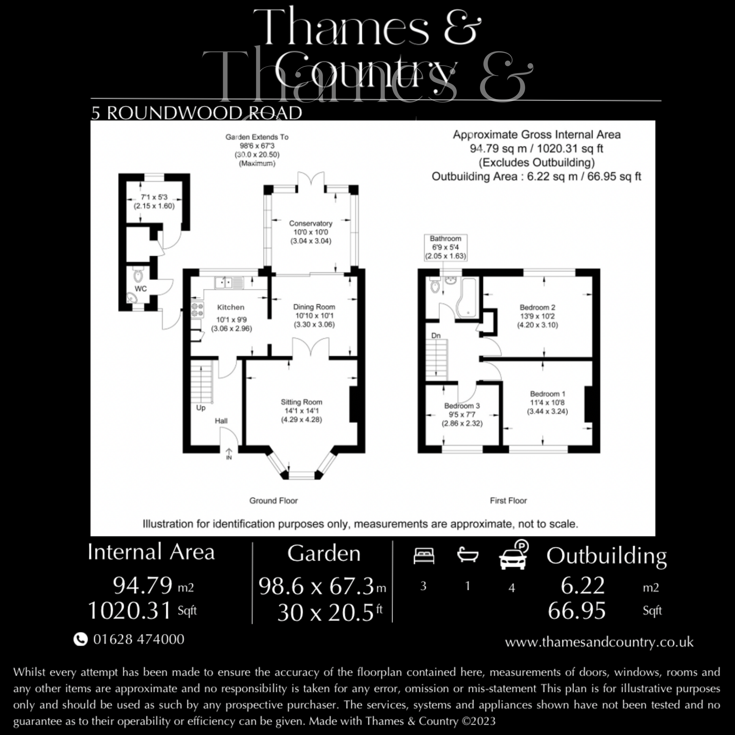 3 bed semi-detached house for sale in Roundwood Road, High Wycombe - Property floorplan