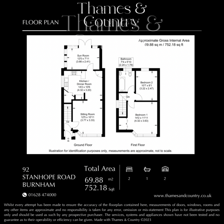 2 bed semi-detached house for sale in Stanhope Road, Slough - Property floorplan