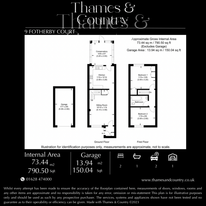 2 bed end of terrace house for sale in Fotherby Court, Maidenhead - Property floorplan