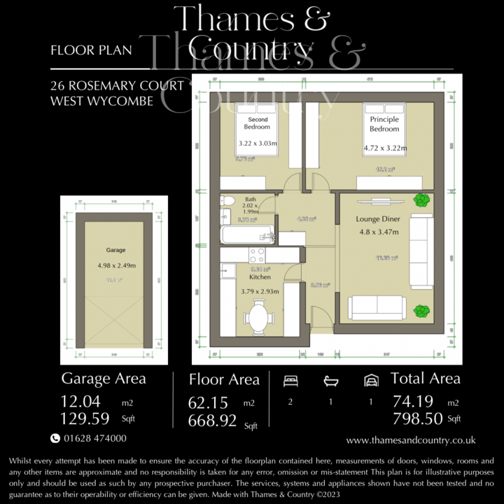 2 bed apartment for sale in Rosemary Close, High Wycombe - Property floorplan