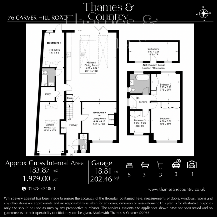 5 bed semi-detached house for sale in Carver Hill Road, High Wycombe - Property floorplan