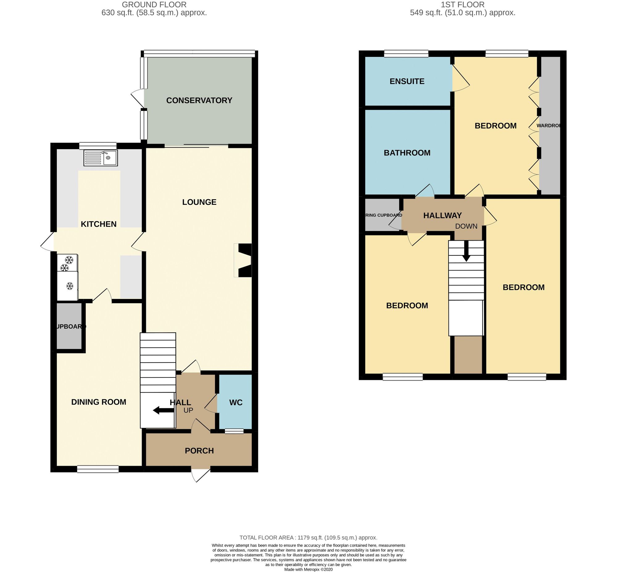 3 bed house for sale in Fen Close, Upminster - Property floorplan