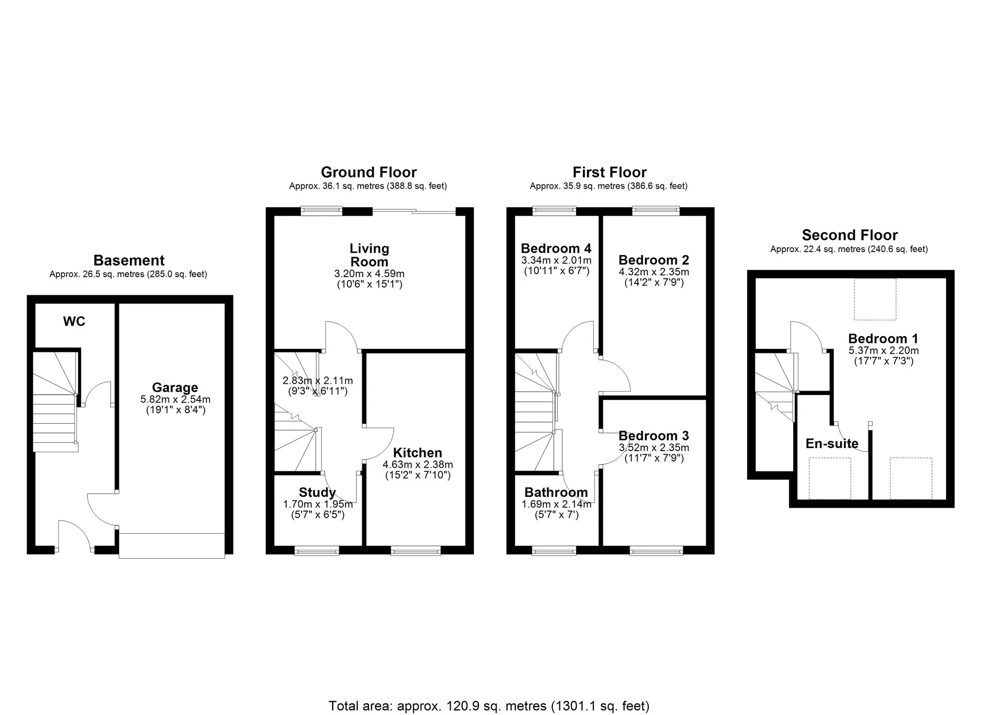 4 bed semi-detached house for sale in Queen Elizabeth Drive, Crediton - Property floorplan