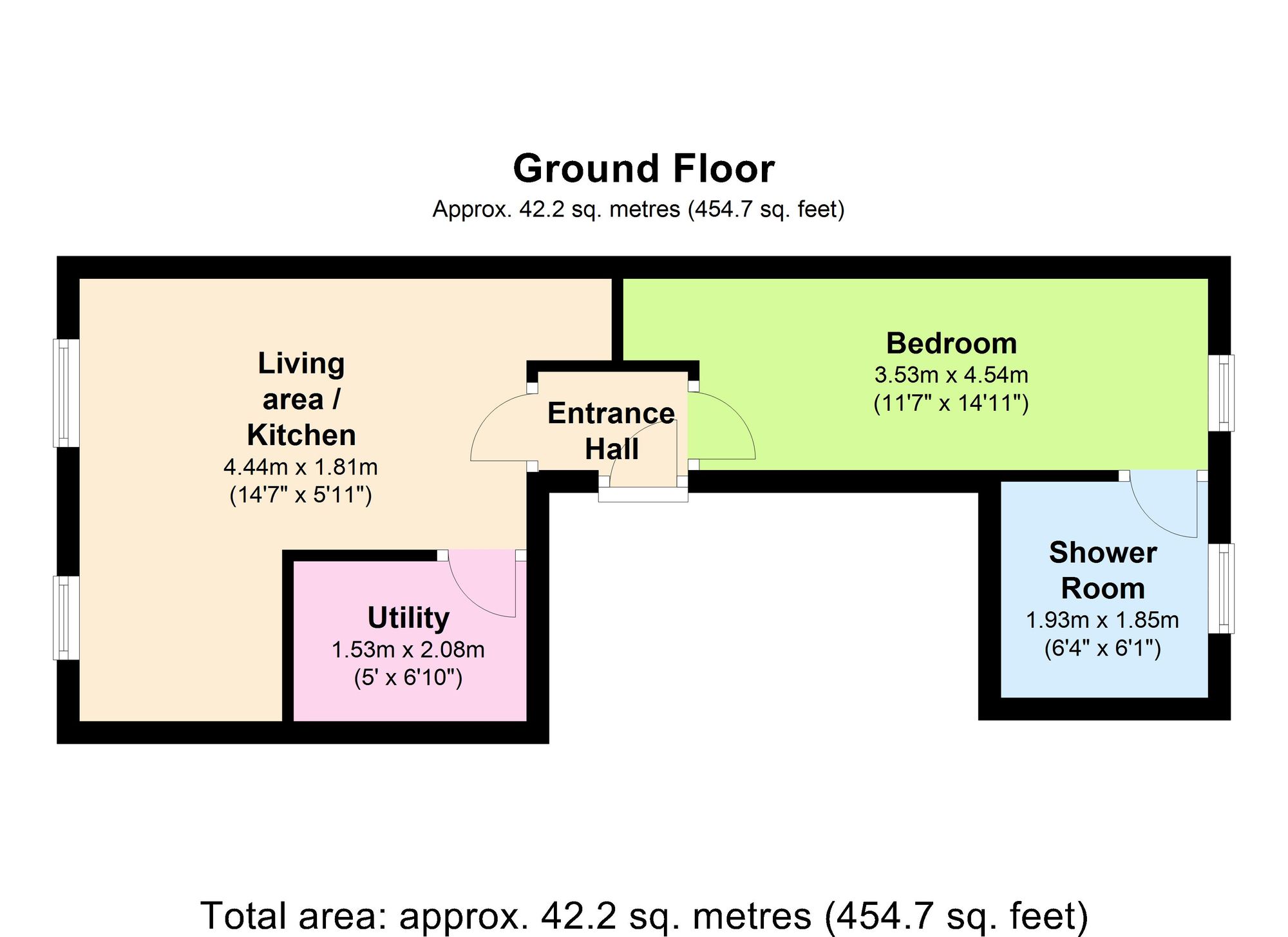 1 bed flat to rent in Three Horse Shoes, Exeter - Property floorplan