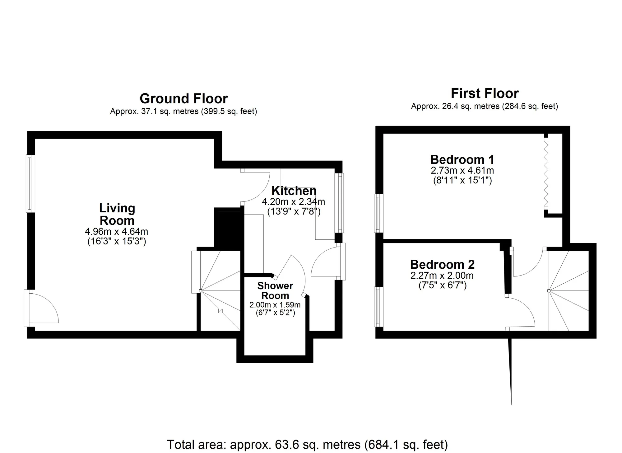 2 bed end of terrace house for sale in Colebrooke, Crediton - Property floorplan
