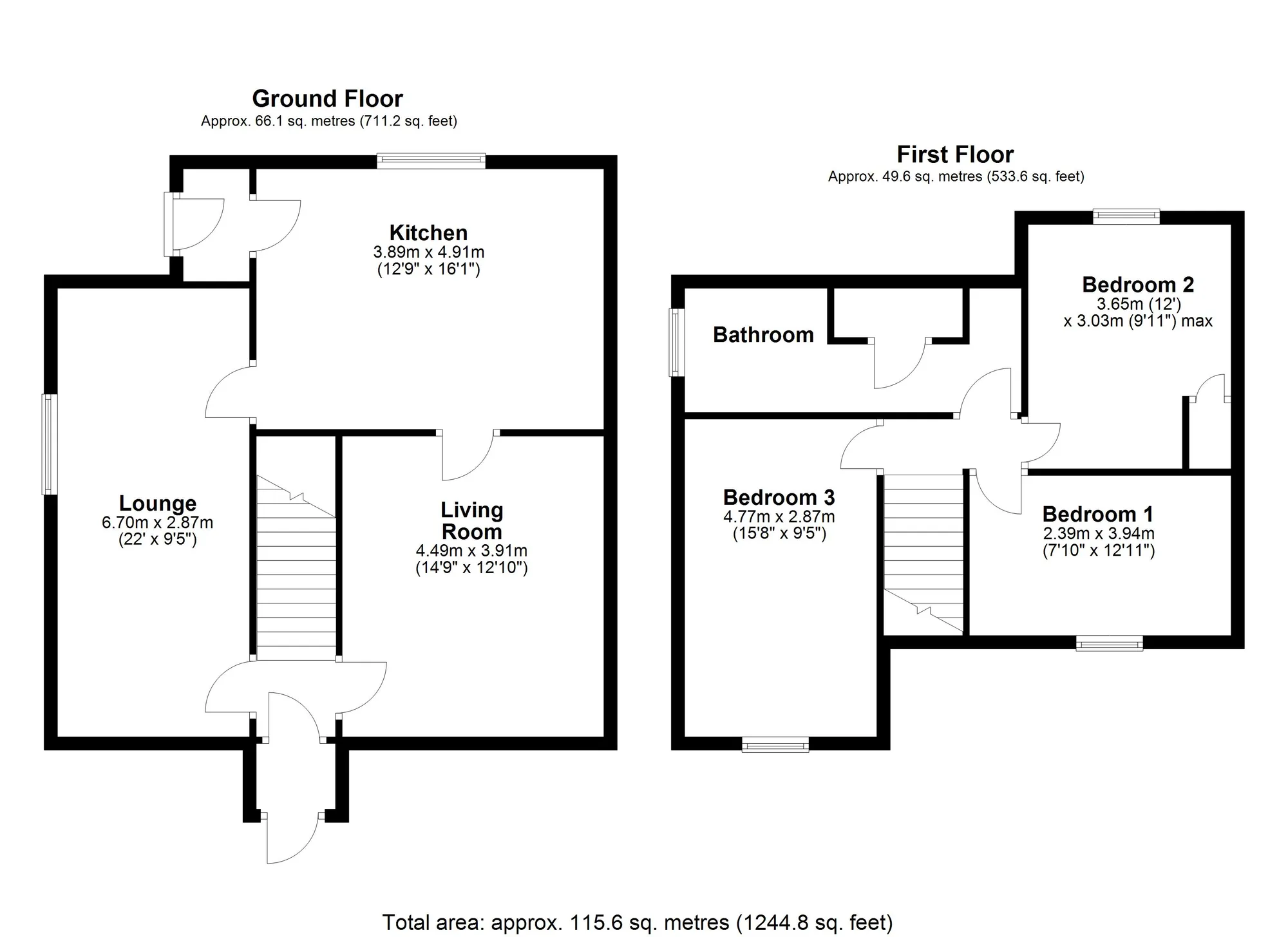 3 bed end of terrace house for sale in Crofts Estate, Crediton - Property floorplan