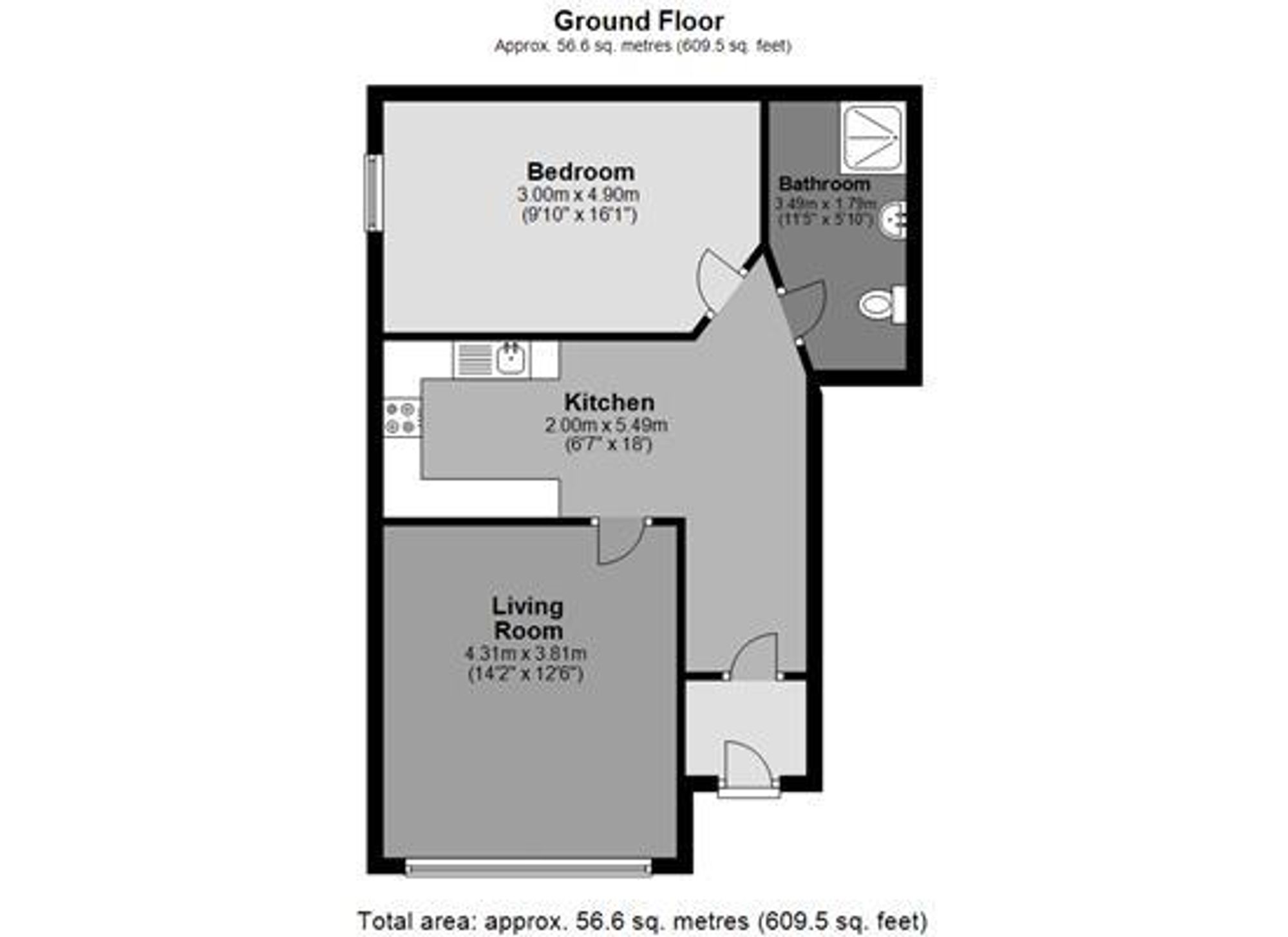 1 bed flat to rent in St. Lawrence Green, Crediton - Property floorplan