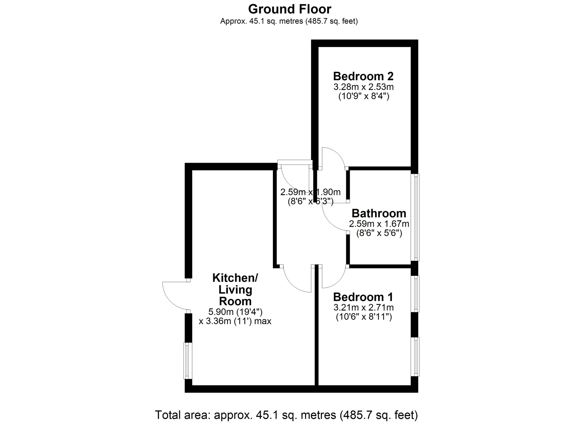 2 bed ground floor flat for sale in High Street, Crediton - Property floorplan
