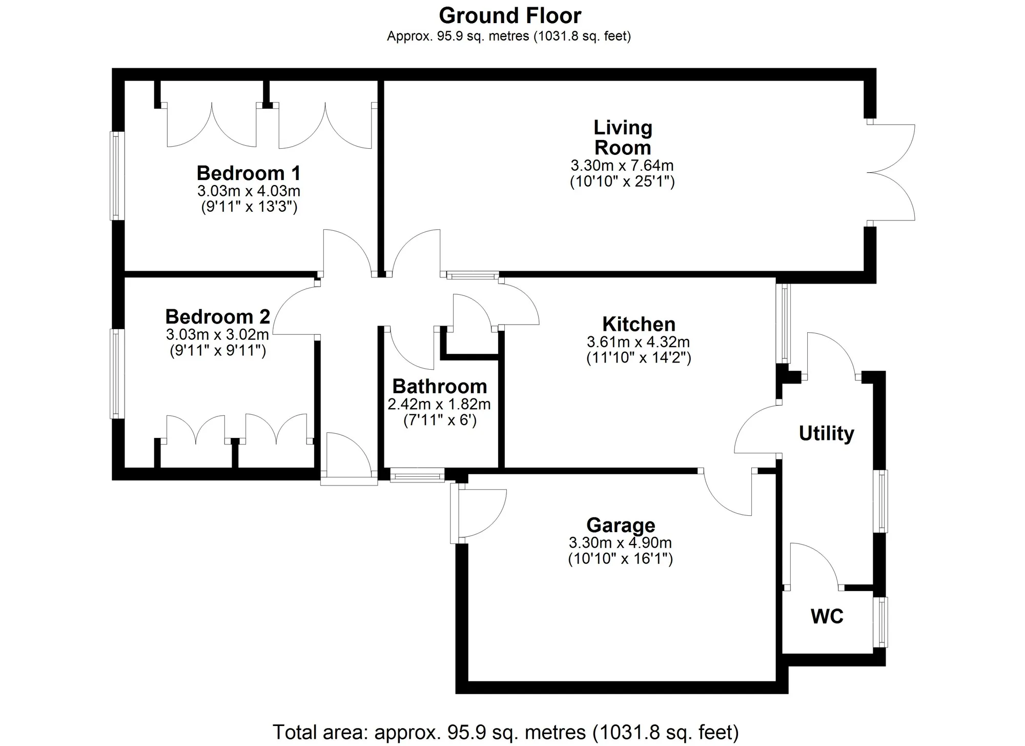 2 bed semi-detached bungalow for sale in Greenway, Crediton - Property floorplan