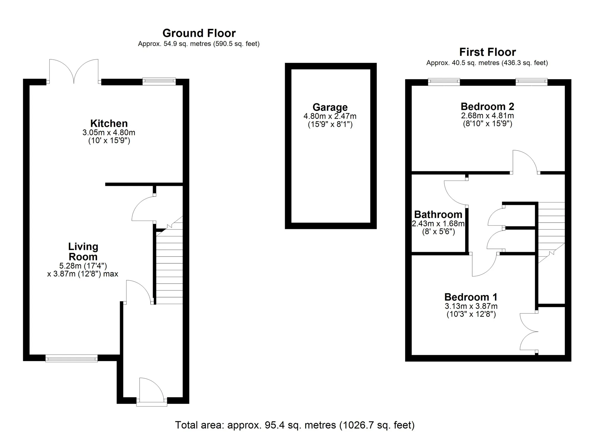 2 bed terraced house for sale in Tower Gardens, Crediton - Property floorplan