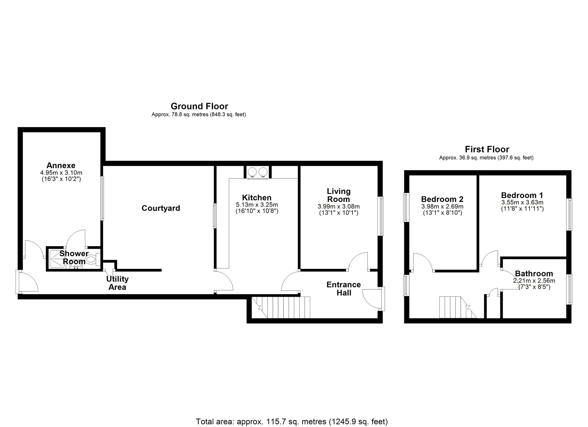 2 bed terraced house for sale in Jubilee Terrace, Crediton - Property floorplan