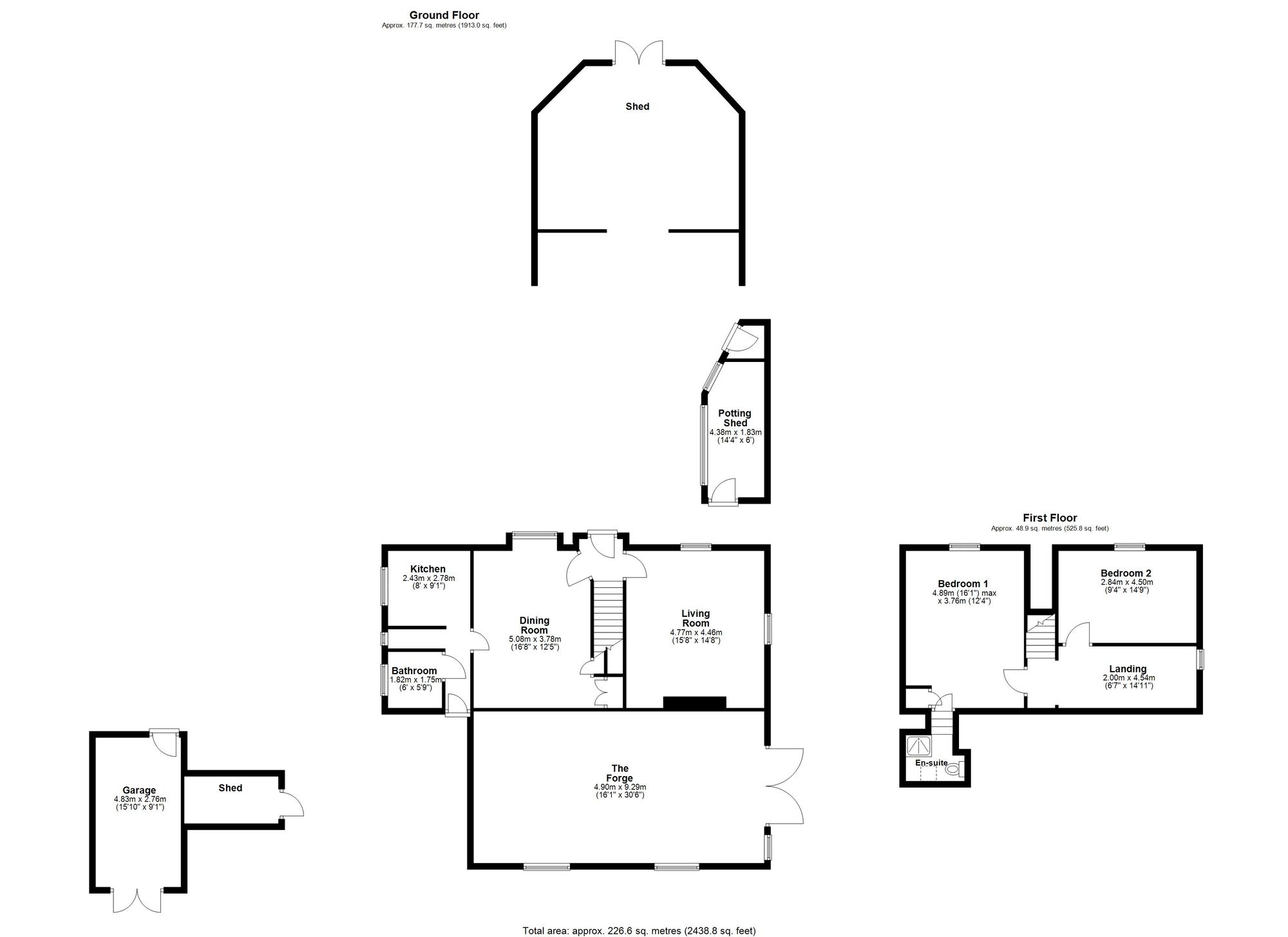 2 bed detached house for sale in Stockleigh Pomeroy, Crediton - Property floorplan