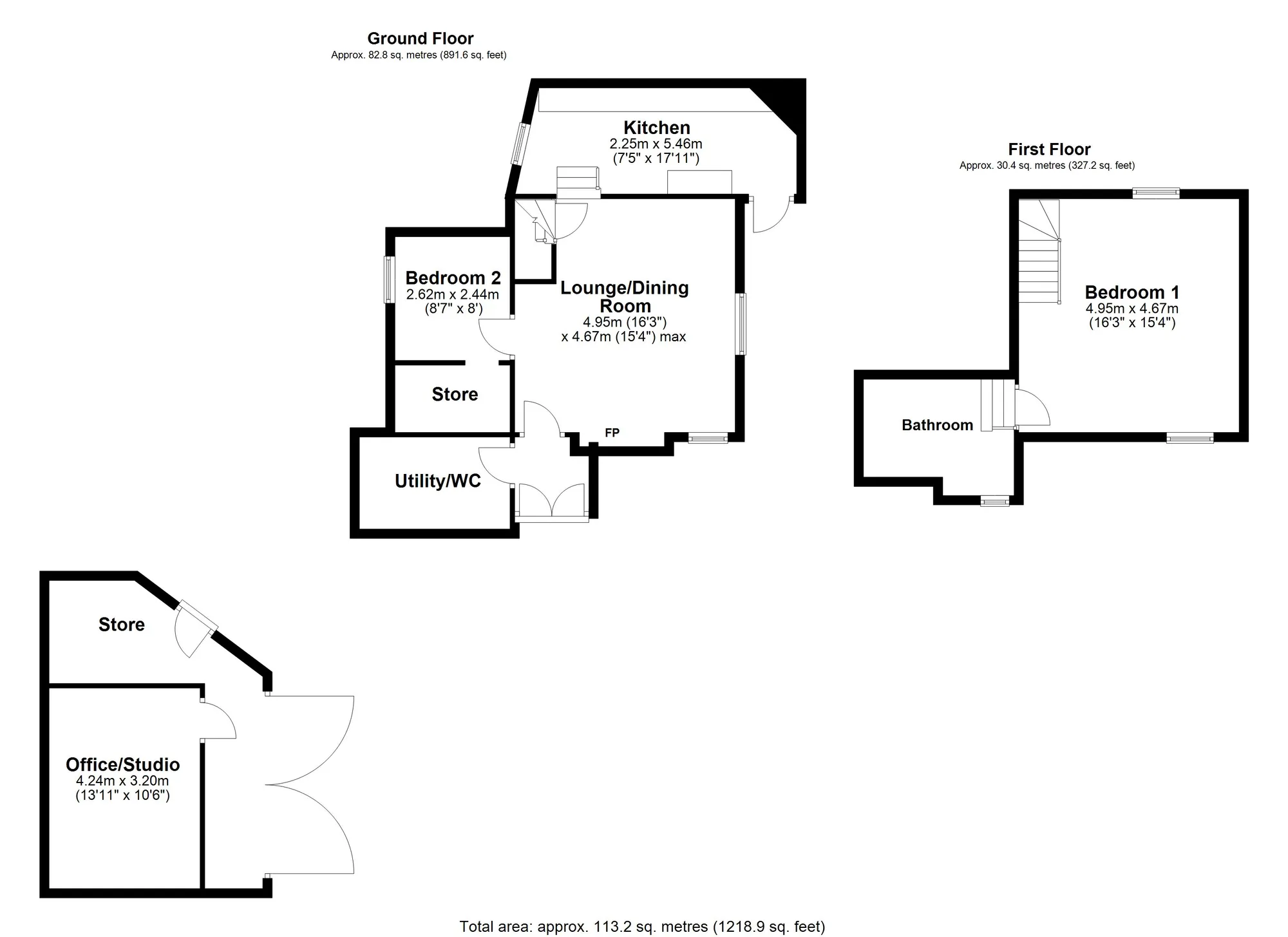 2 bed detached house for sale in Knowle, Crediton - Property floorplan