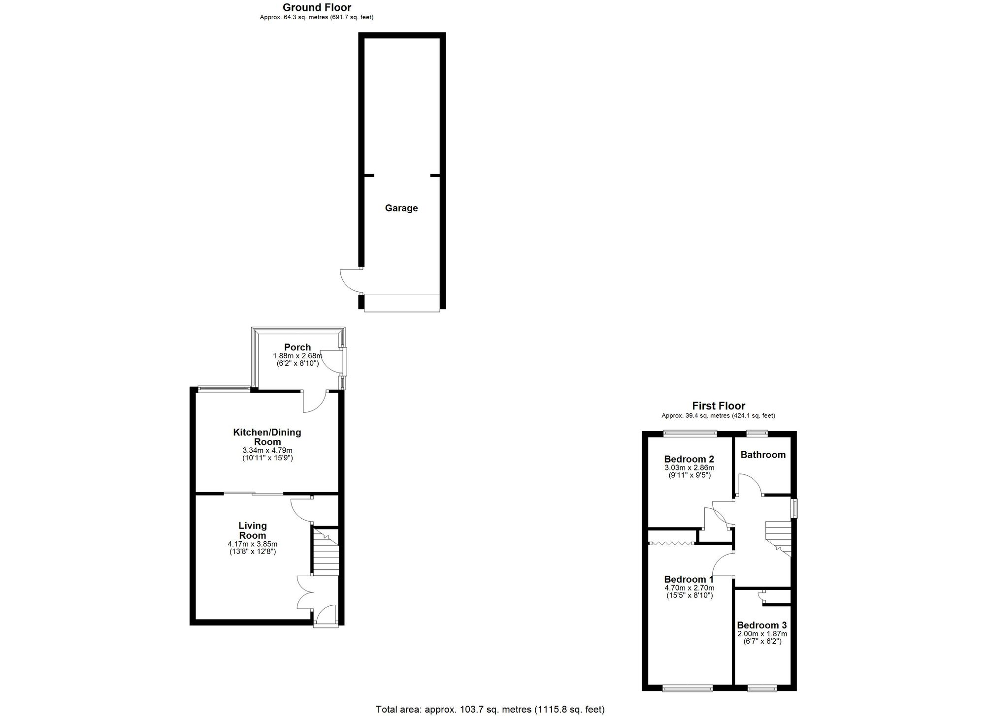 3 bed semi-detached house for sale in Tuckers Meadow, Crediton - Property floorplan