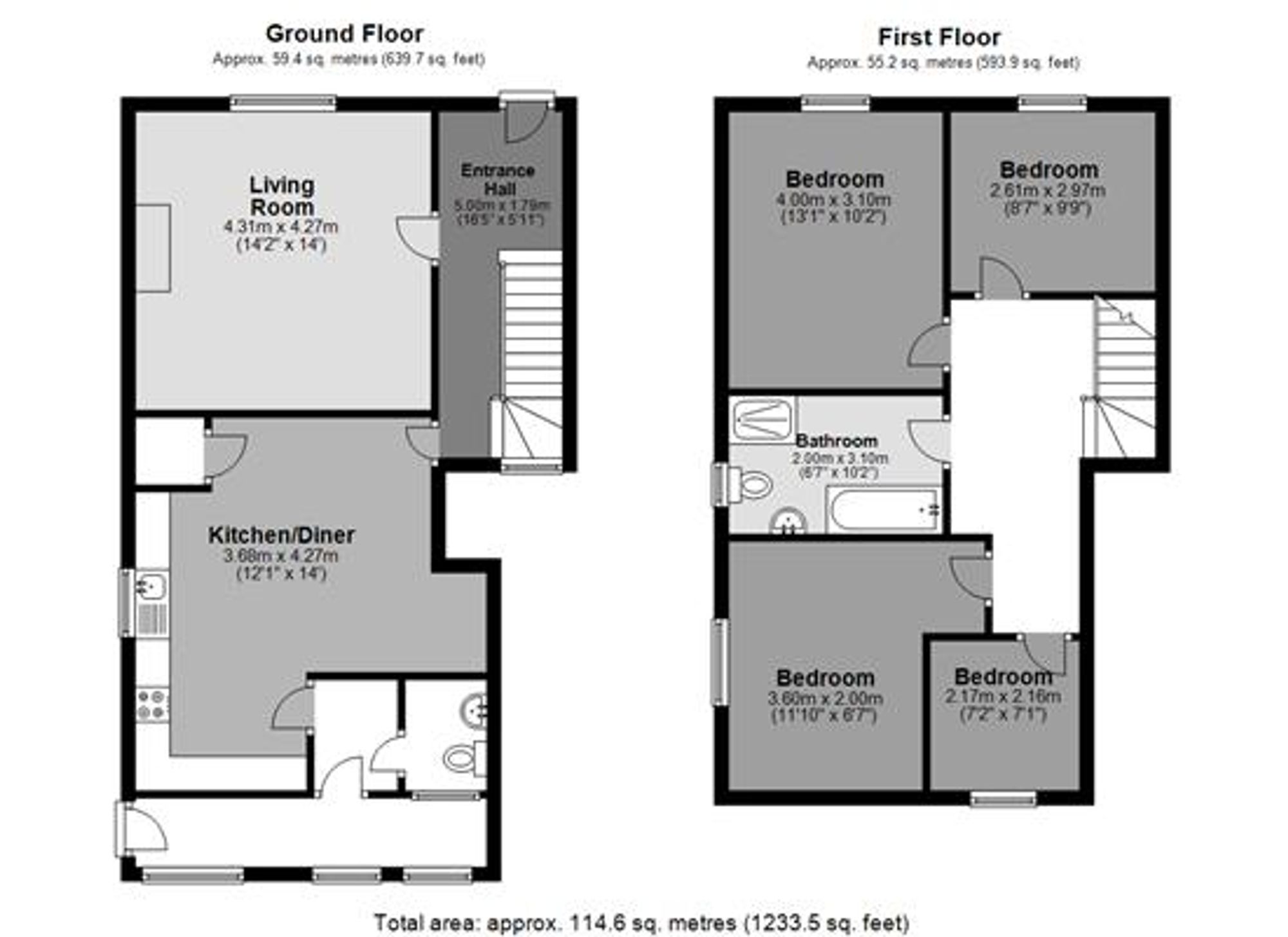 4 bed semi-detached house to rent in Sandford, Crediton - Property floorplan