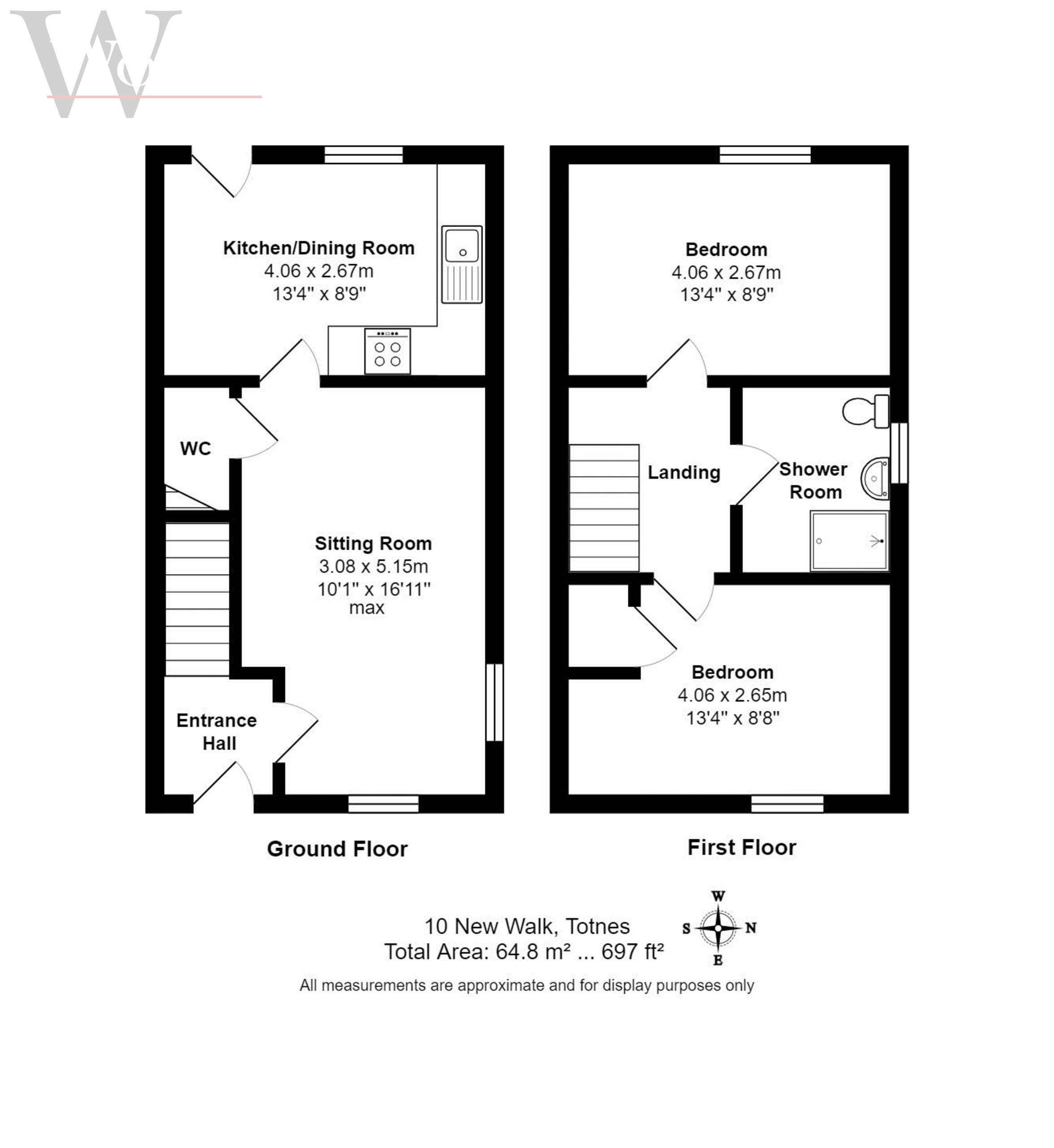 2 bed end of terrace house for sale in New Walk, Totnes - Property floorplan