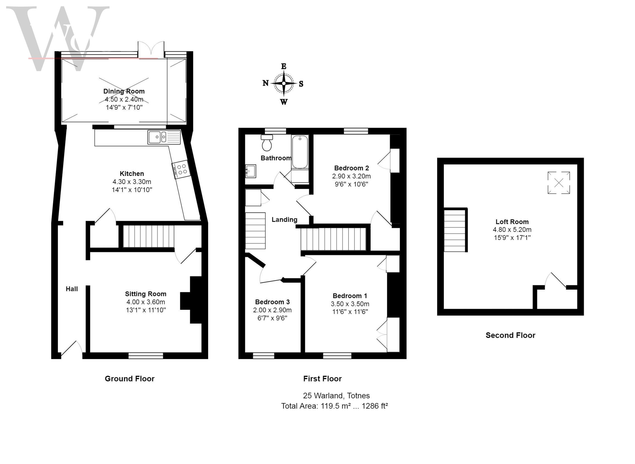 3 bed terraced house for sale in Warland, Totnes - Property floorplan