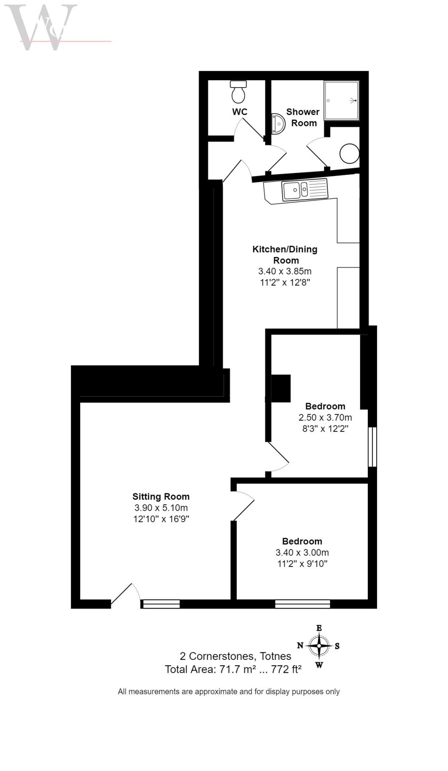 2 bed apartment for sale in Victoria Street, Totnes - Property floorplan