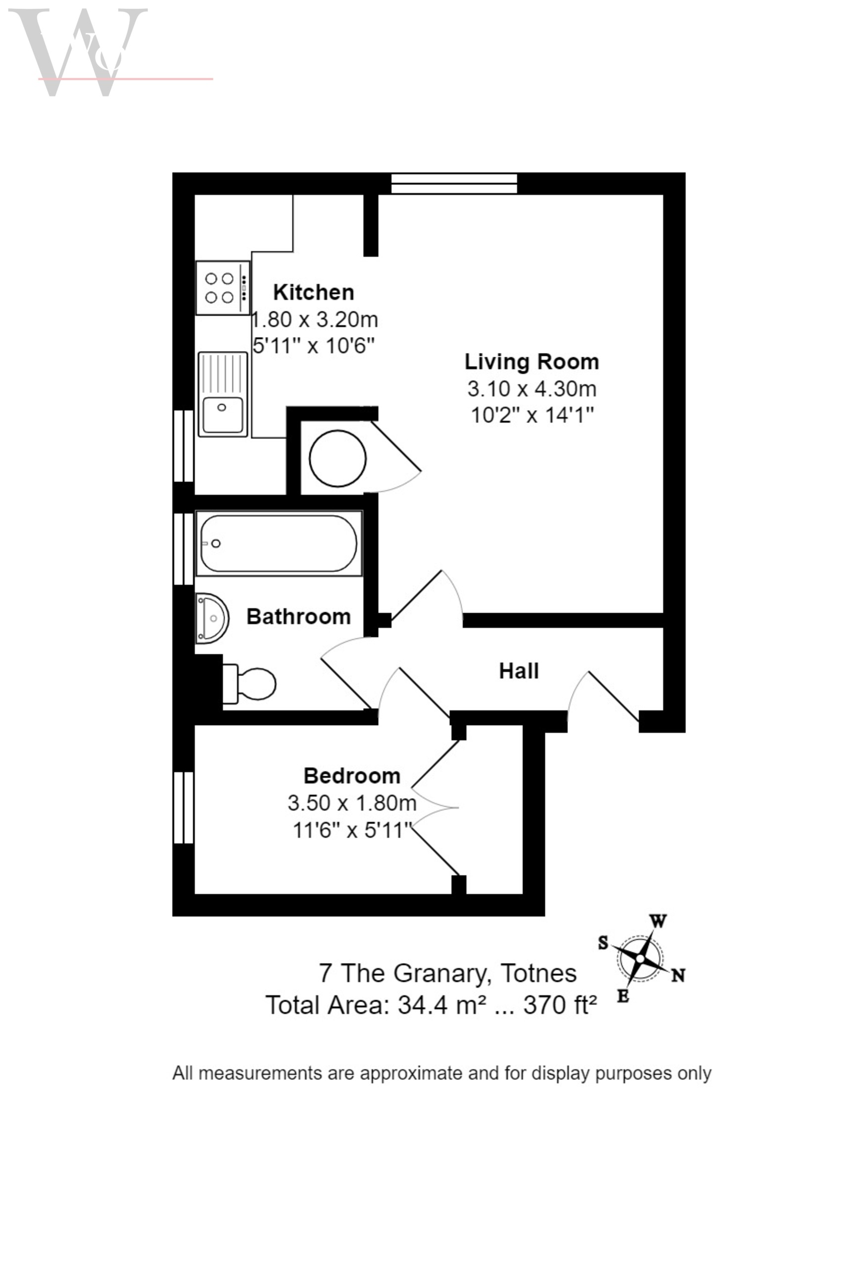 1 bed apartment for sale, Totnes - Property floorplan