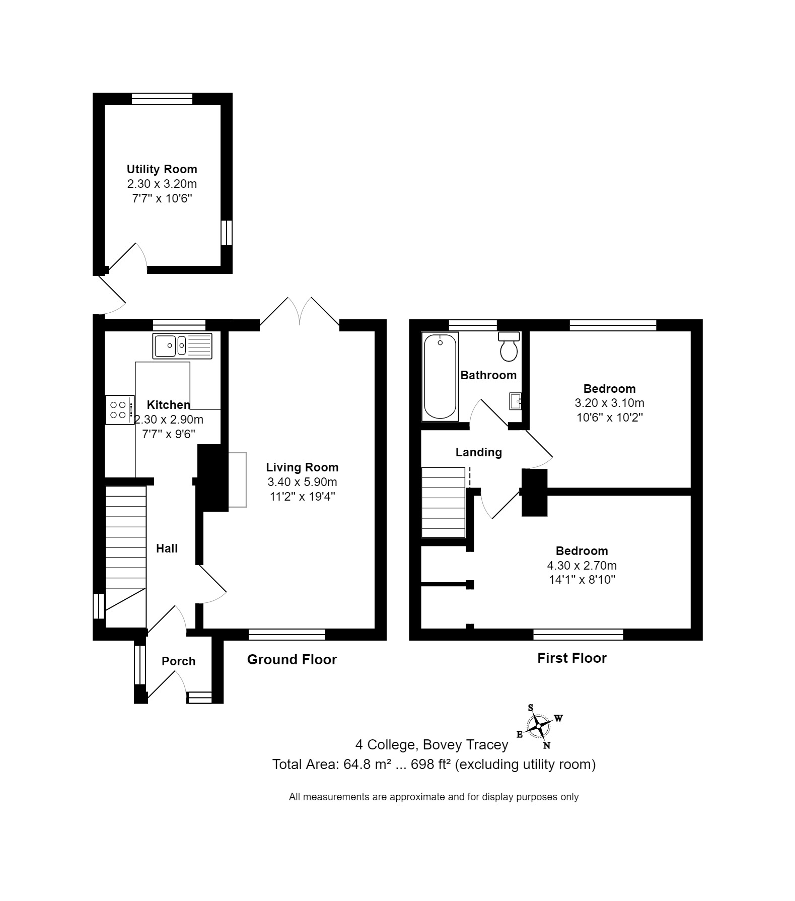 2 bed terraced house for sale in College, Bovey Tracey - Property floorplan