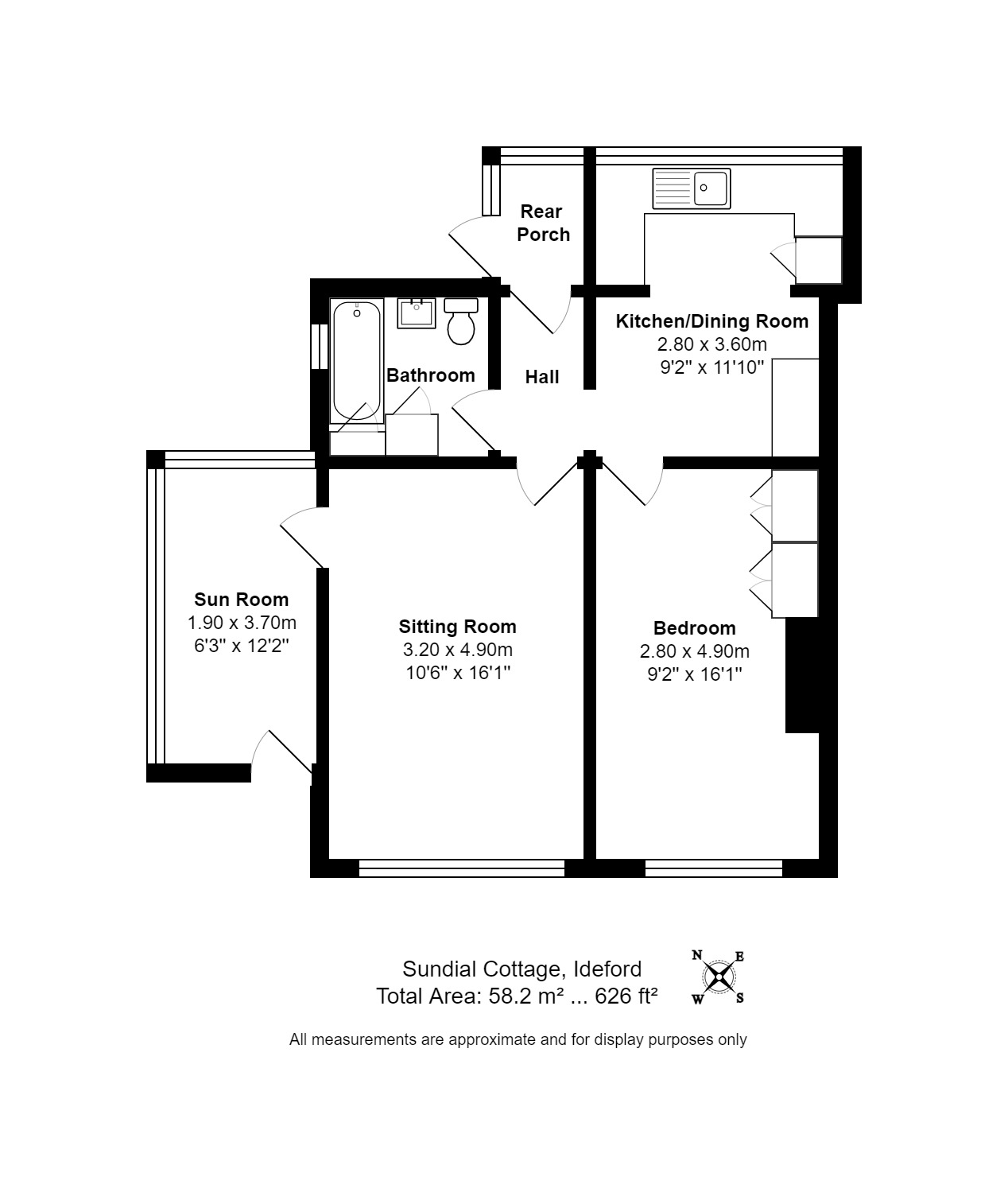 1 bed bungalow for sale in Ideford, Newton Abbot - Property floorplan
