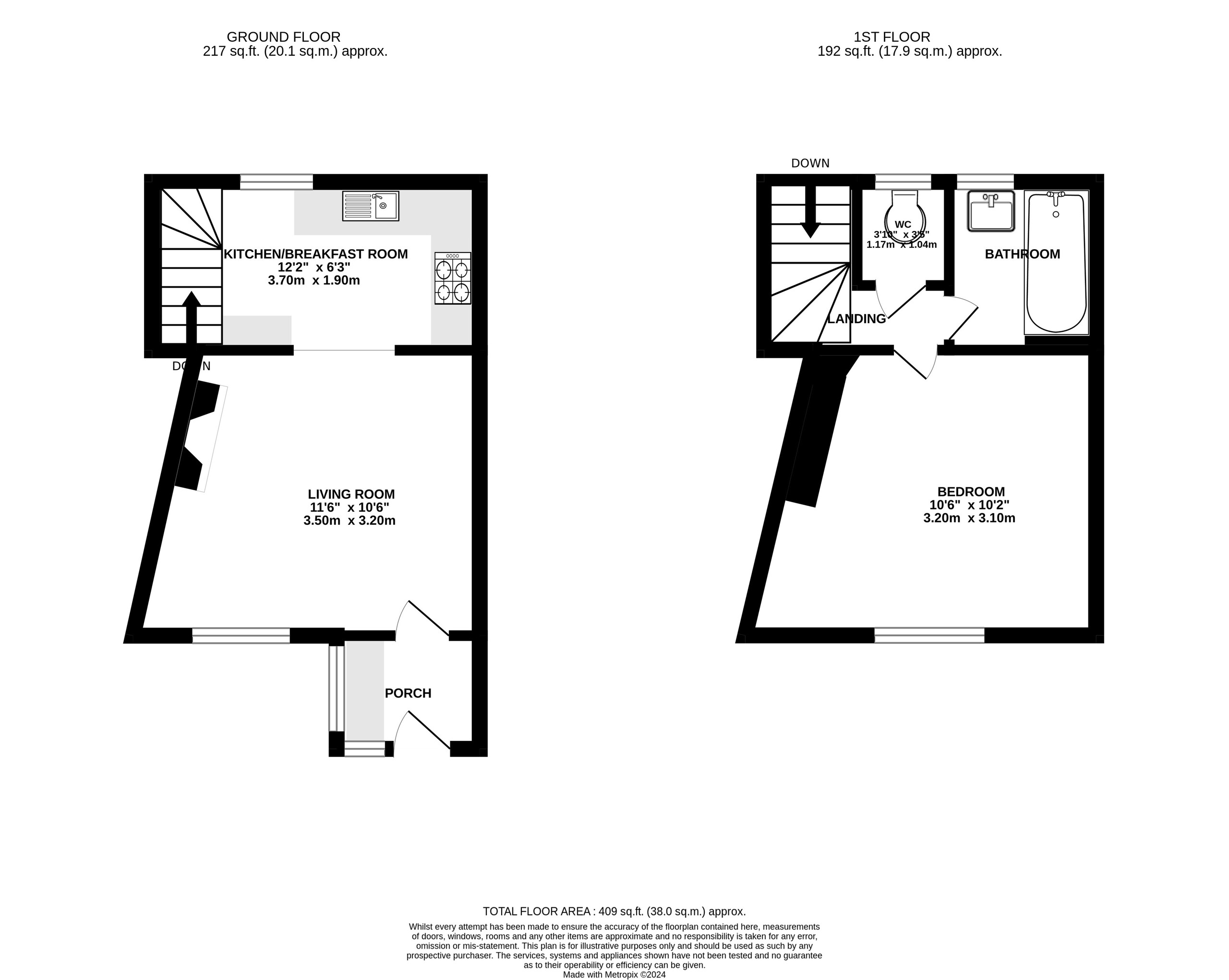 1 bed terraced house for sale in Clifford Street, Chudleigh - Property floorplan