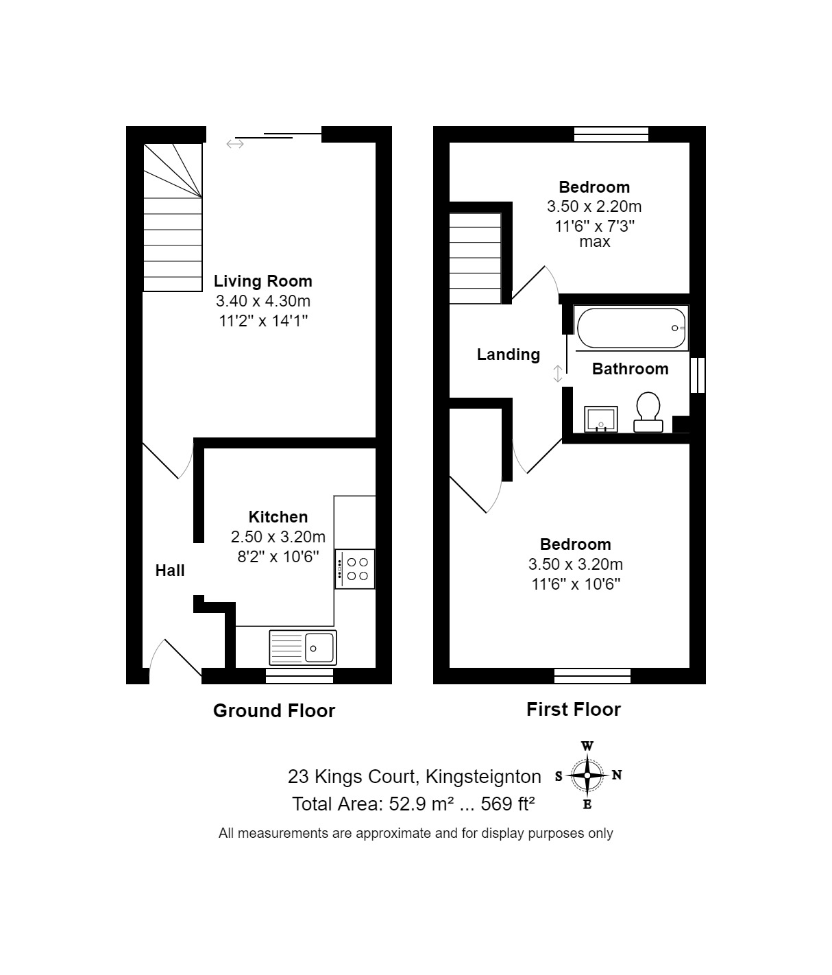 2 bed house to rent in Kings Court, Kingsteignton - Property floorplan