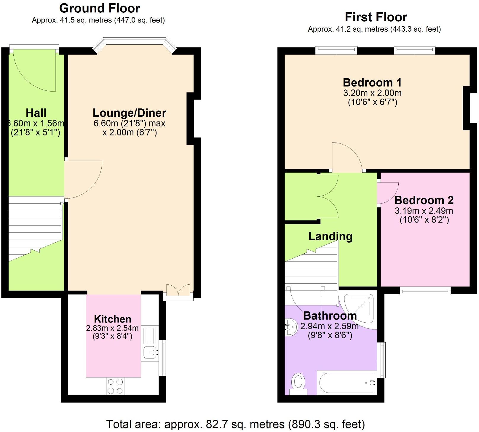 2 bed terraced house to rent in Prospect Terrace, Newton Abbot - Property floorplan