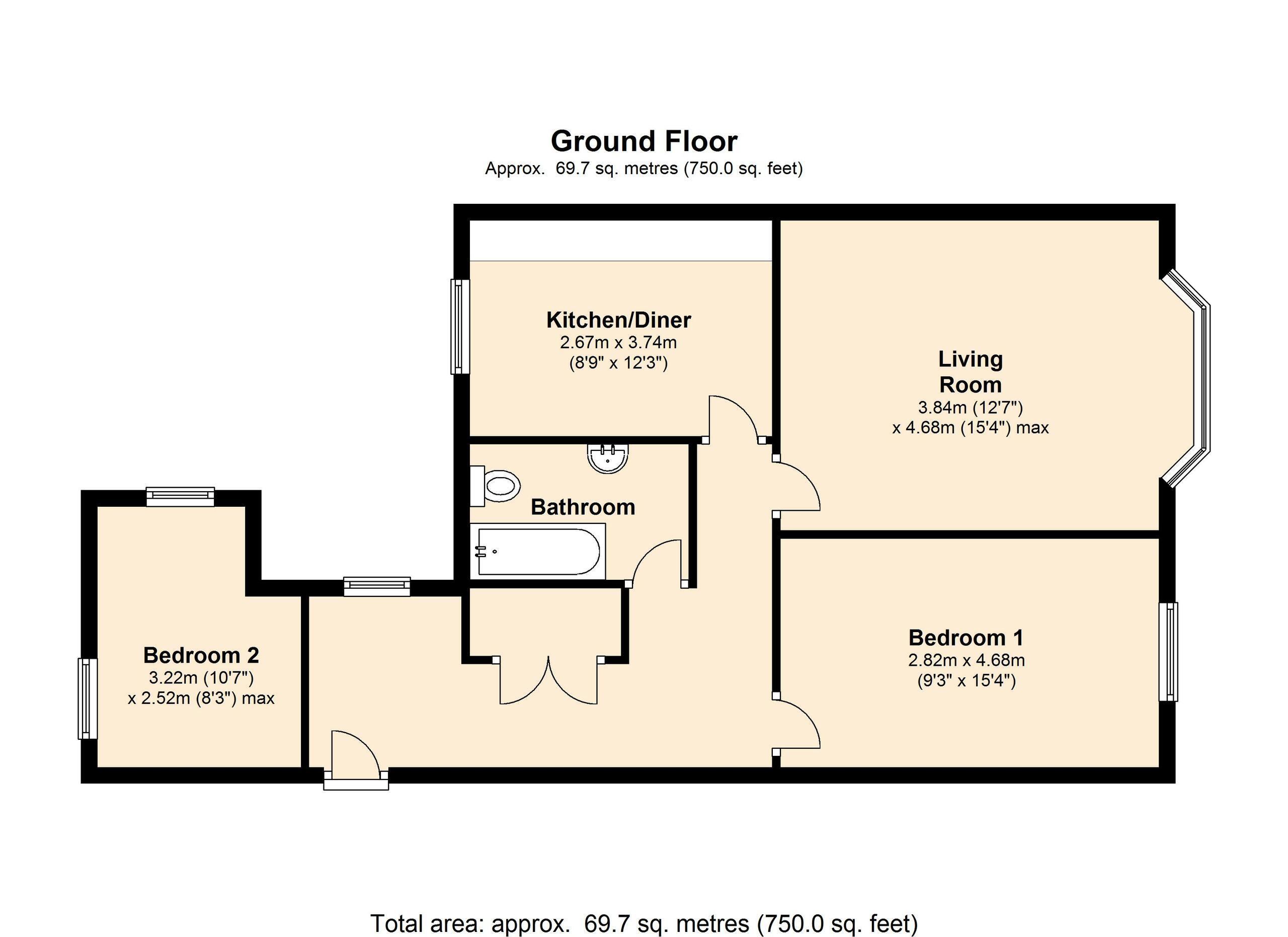 2 bed apartment to rent in Palace Avenue, Paignton - Property floorplan
