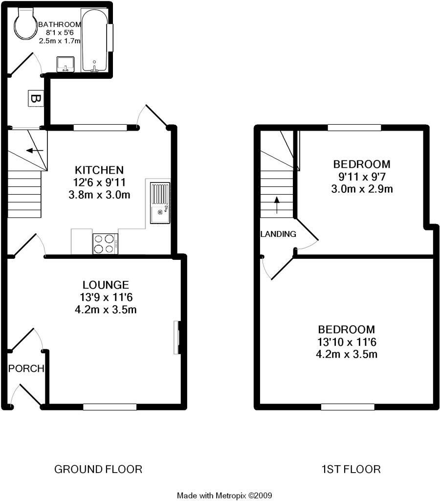 2 bed terraced house to rent in Wellington Road, Torquay - Property floorplan