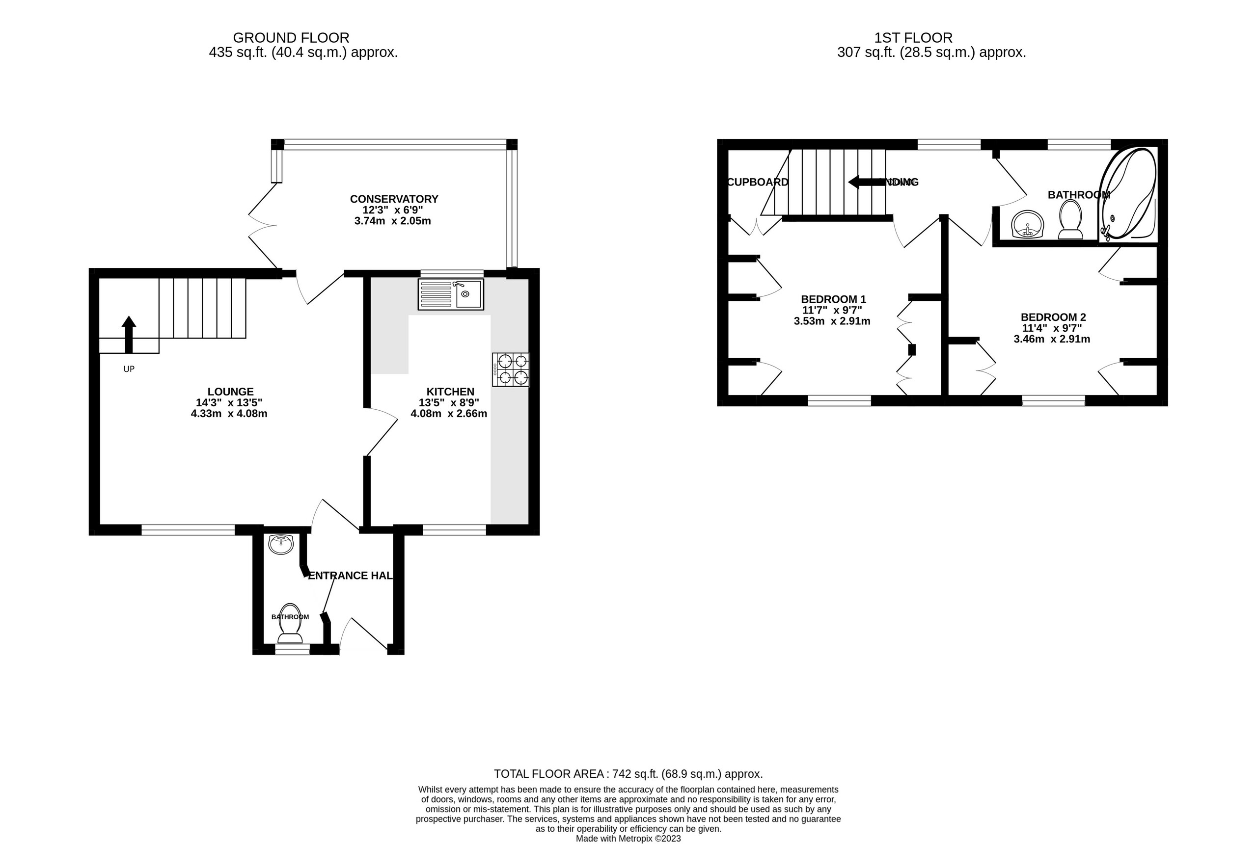2 bed semi-detached house for sale in Kingsteignton, Newton Abbot - Property floorplan