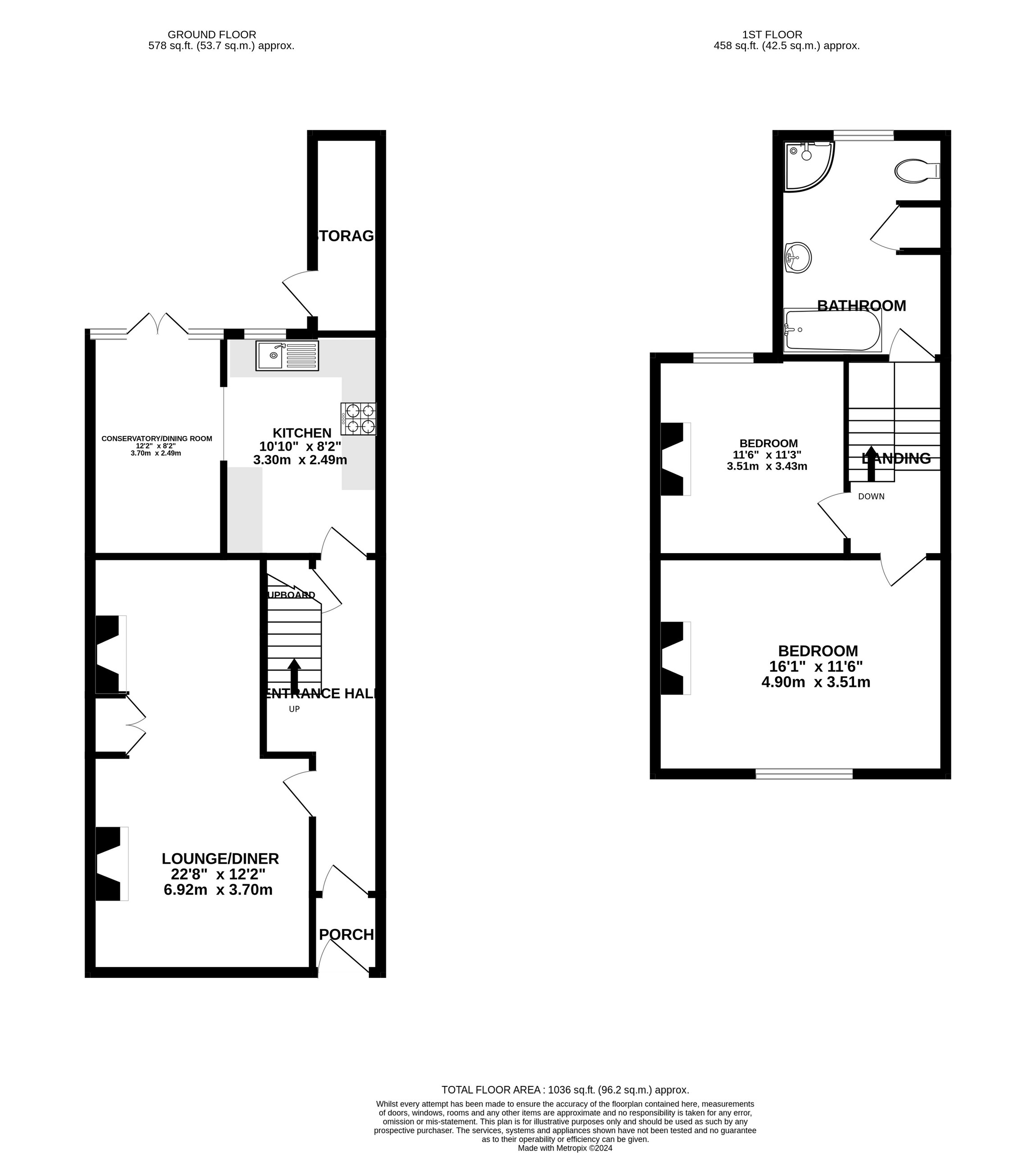 2 bed terraced house for sale in Fairfield Terrace, Newton Abbot - Property floorplan