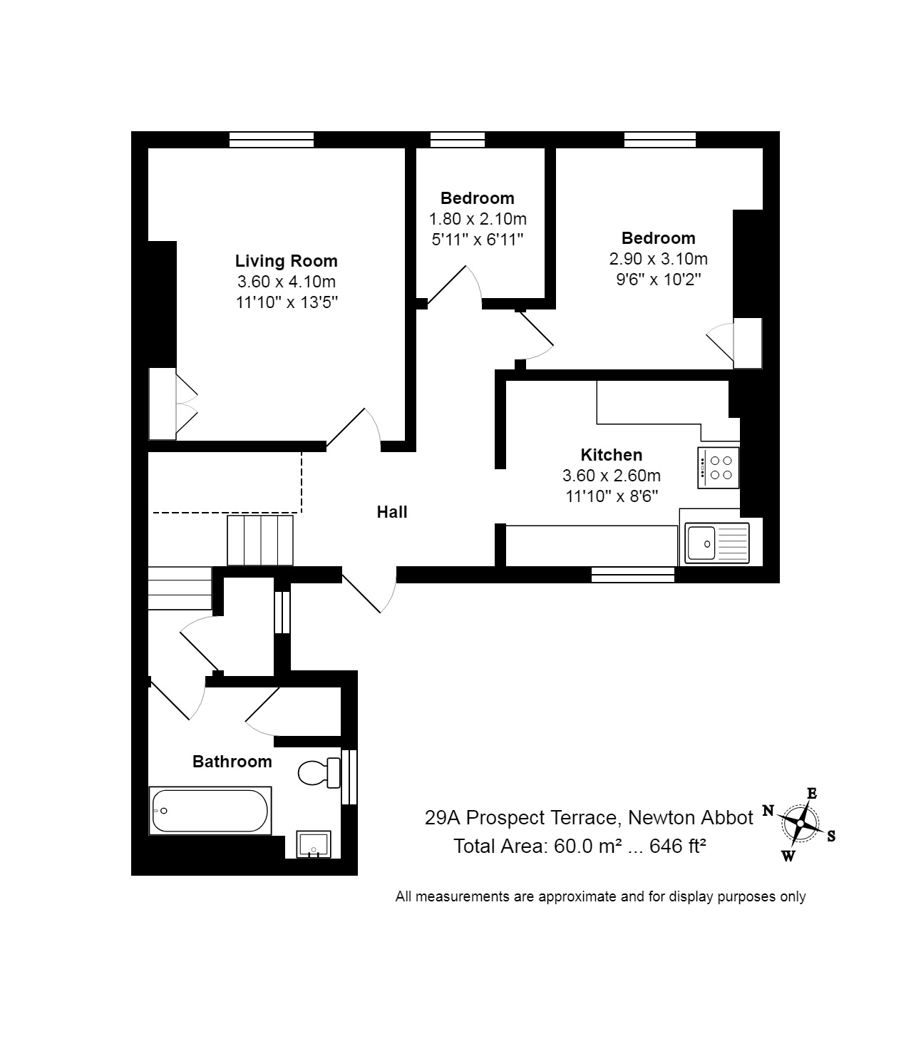 2 bed apartment to rent in Prospect Terrace, Newton Abbot - Property floorplan