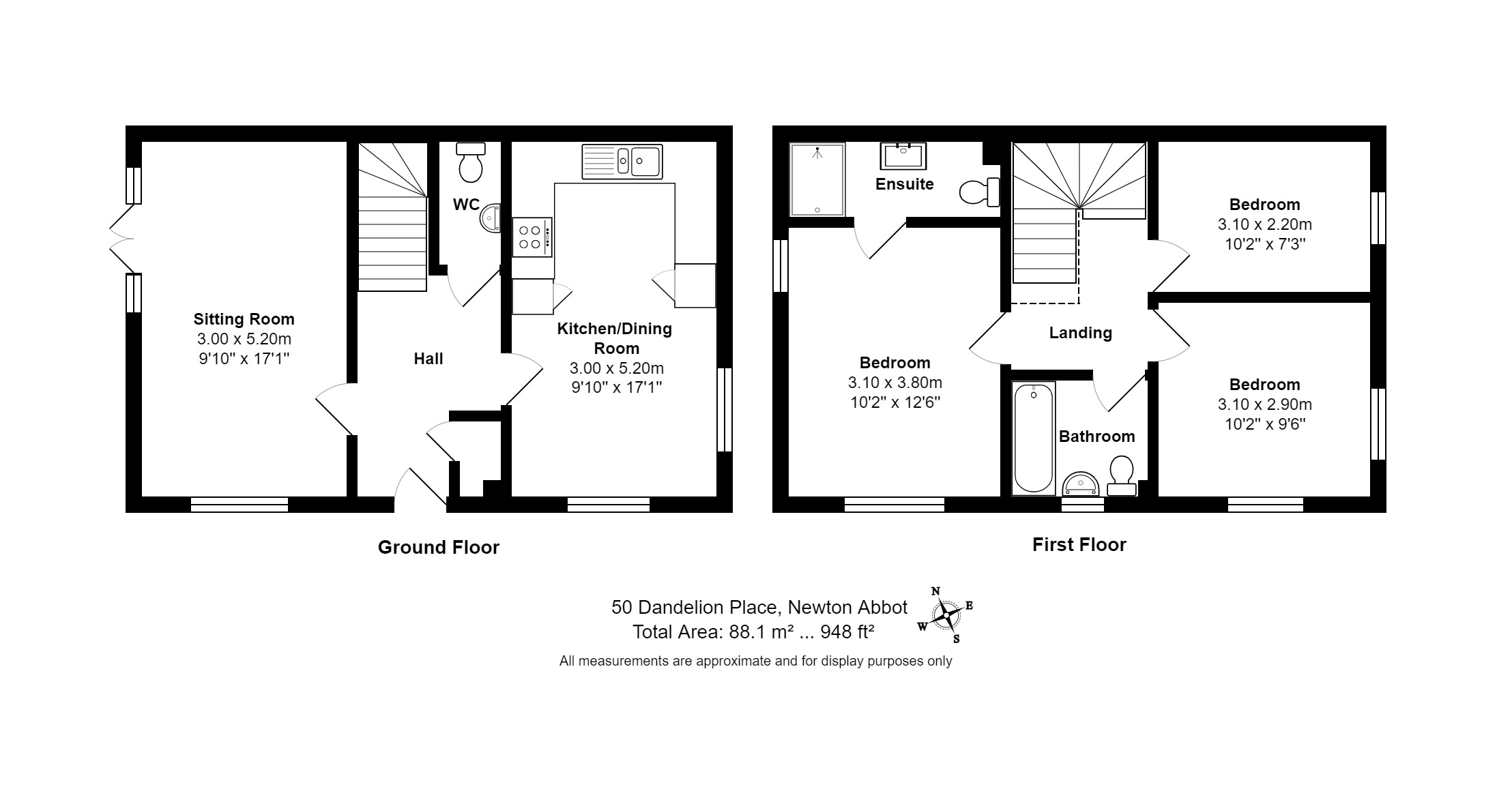 3 bed detached house to rent in Dandelion Place, Newton Abbot - Property floorplan