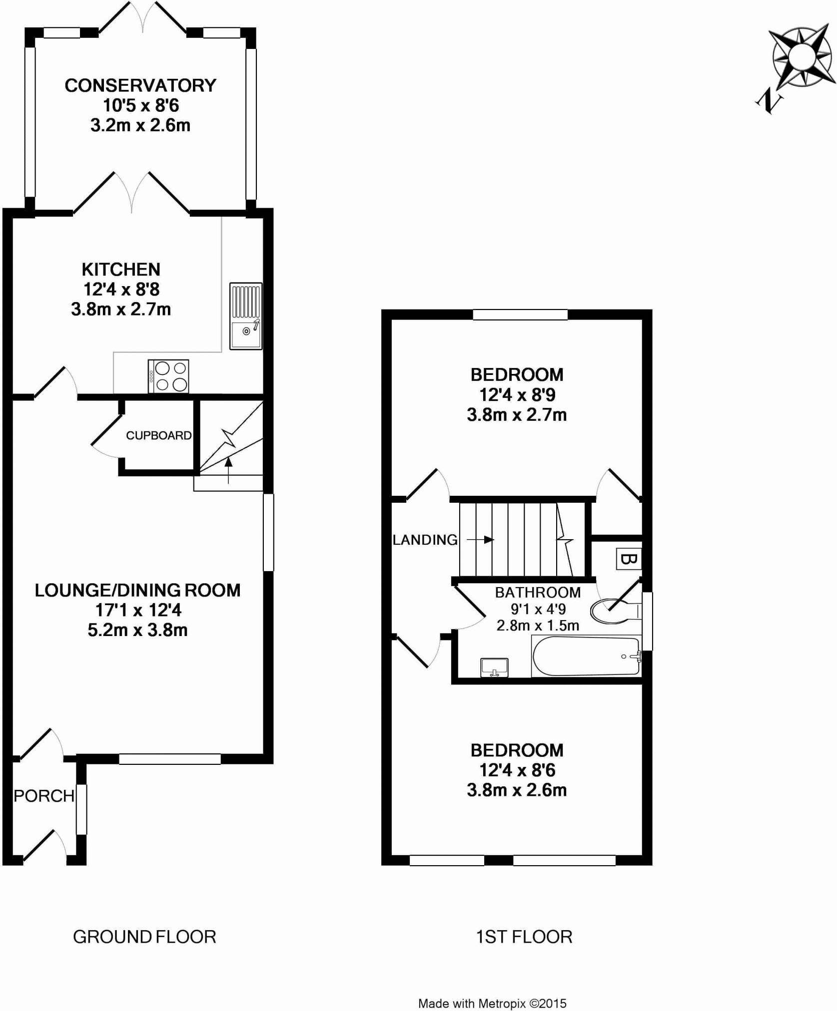 2 bed semi-detached house to rent in Kintyre Close, Torquay - Property floorplan