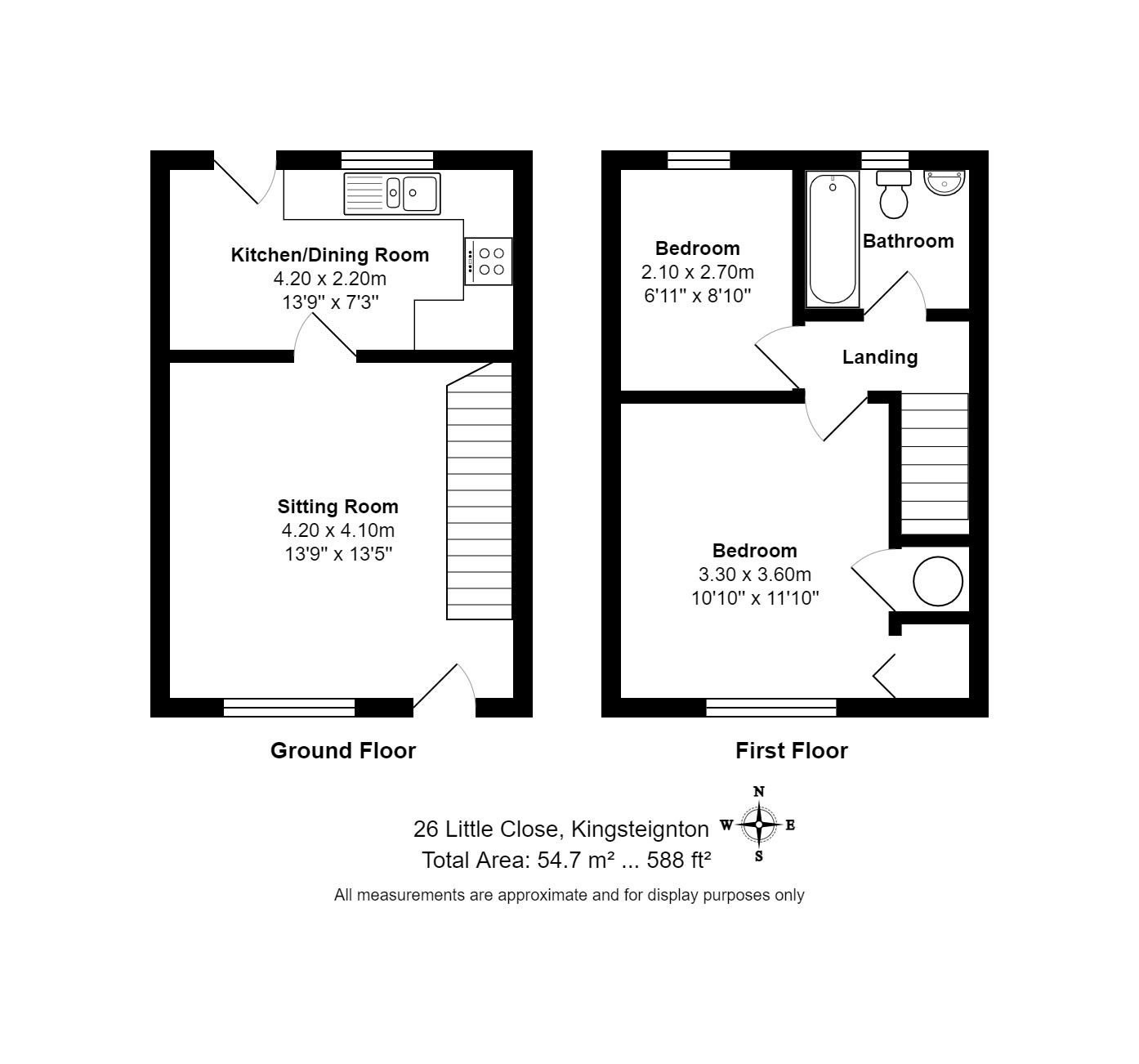2 bed terraced house for sale in Little Close, Kingsteignton - Property floorplan