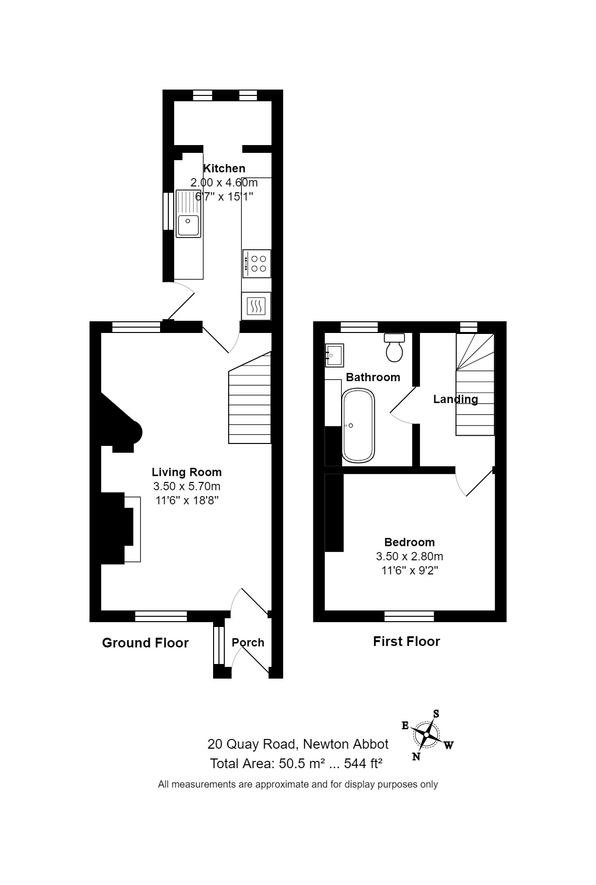 1 bed terraced house for sale in Quay Road, Newton Abbot - Property floorplan