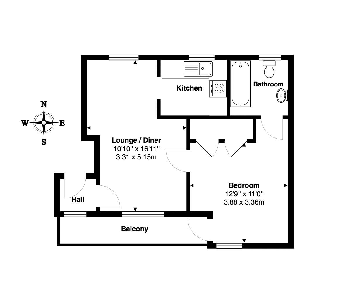 1 bed apartment to rent in The Grove, Totnes - Property floorplan