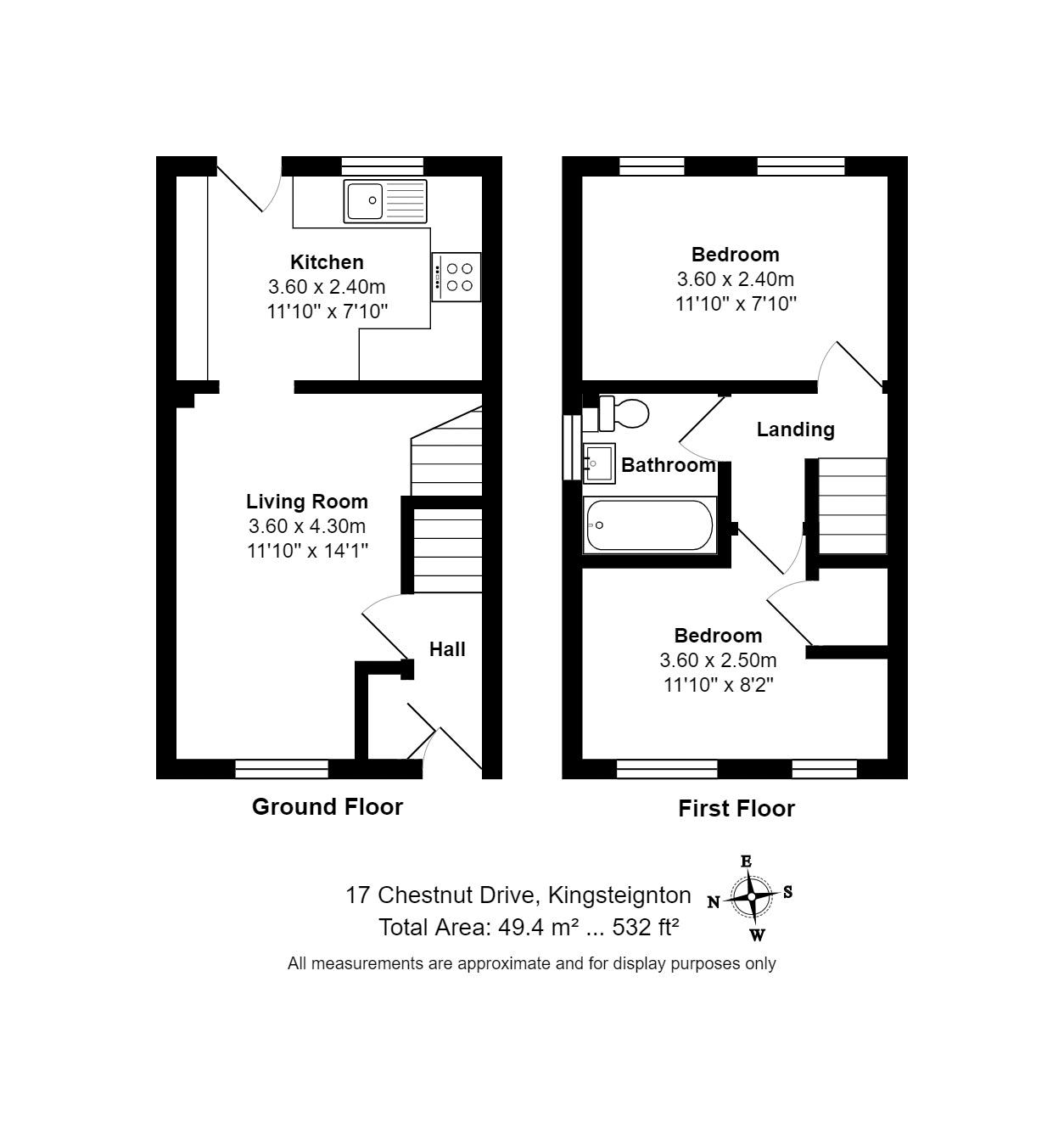 2 bed semi-detached house for sale in Kingsteignton, Newton Abbot - Property floorplan