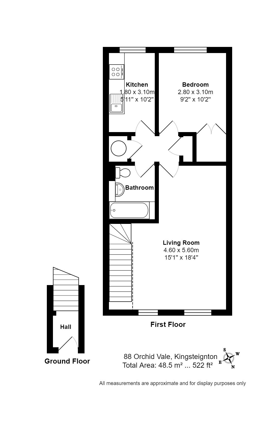 1 bed apartment to rent in Kingsteignton, Newton Abbot - Property floorplan