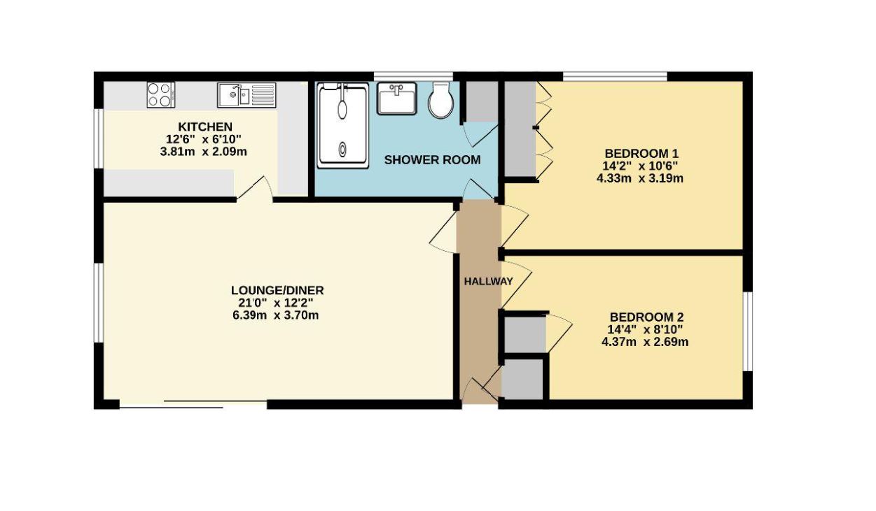 2 bed apartment to rent in Furzehill Road, Torquay - Property floorplan