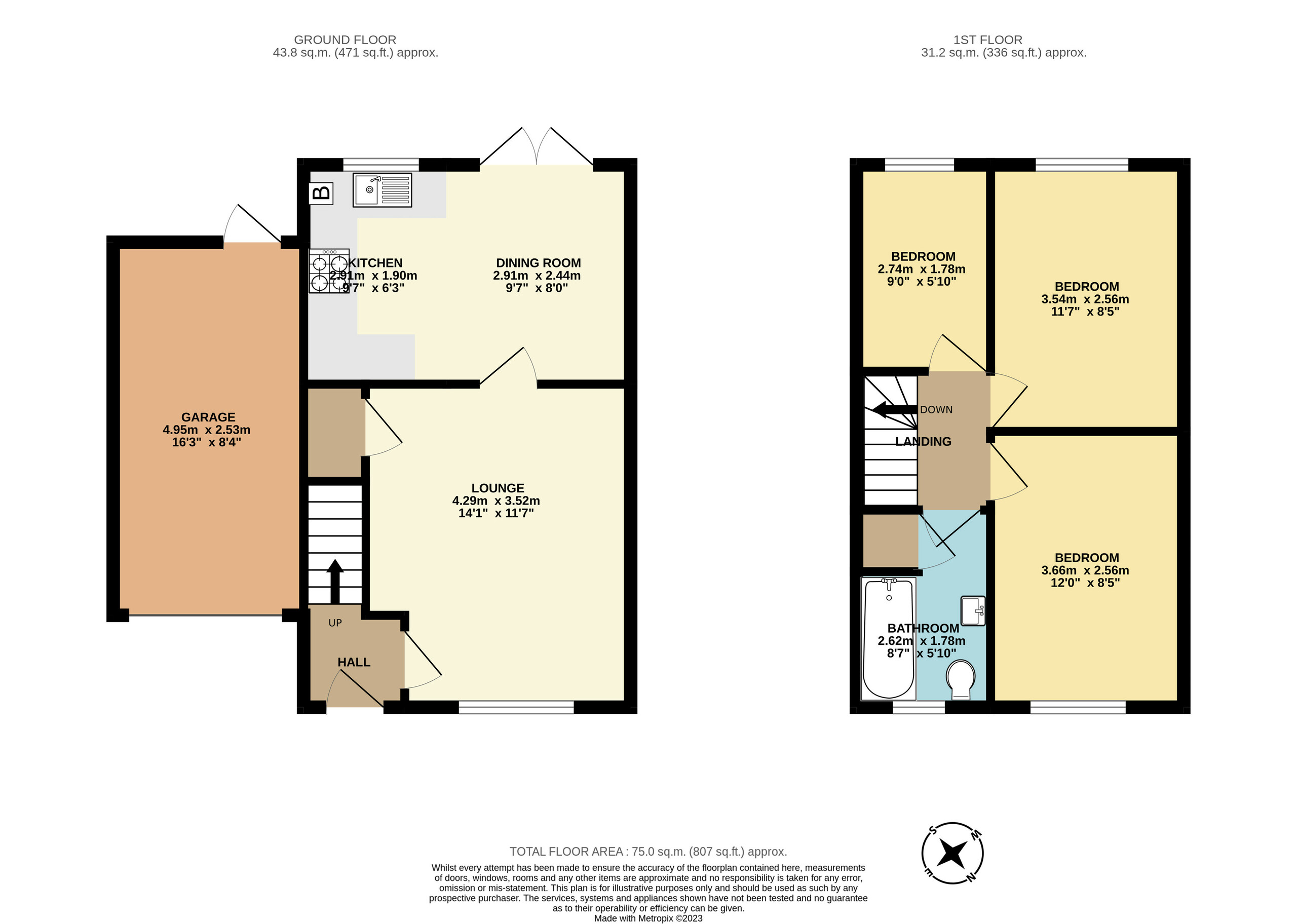 3 bed semi-detached house to rent in Mariners Way, Paignton - Property floorplan