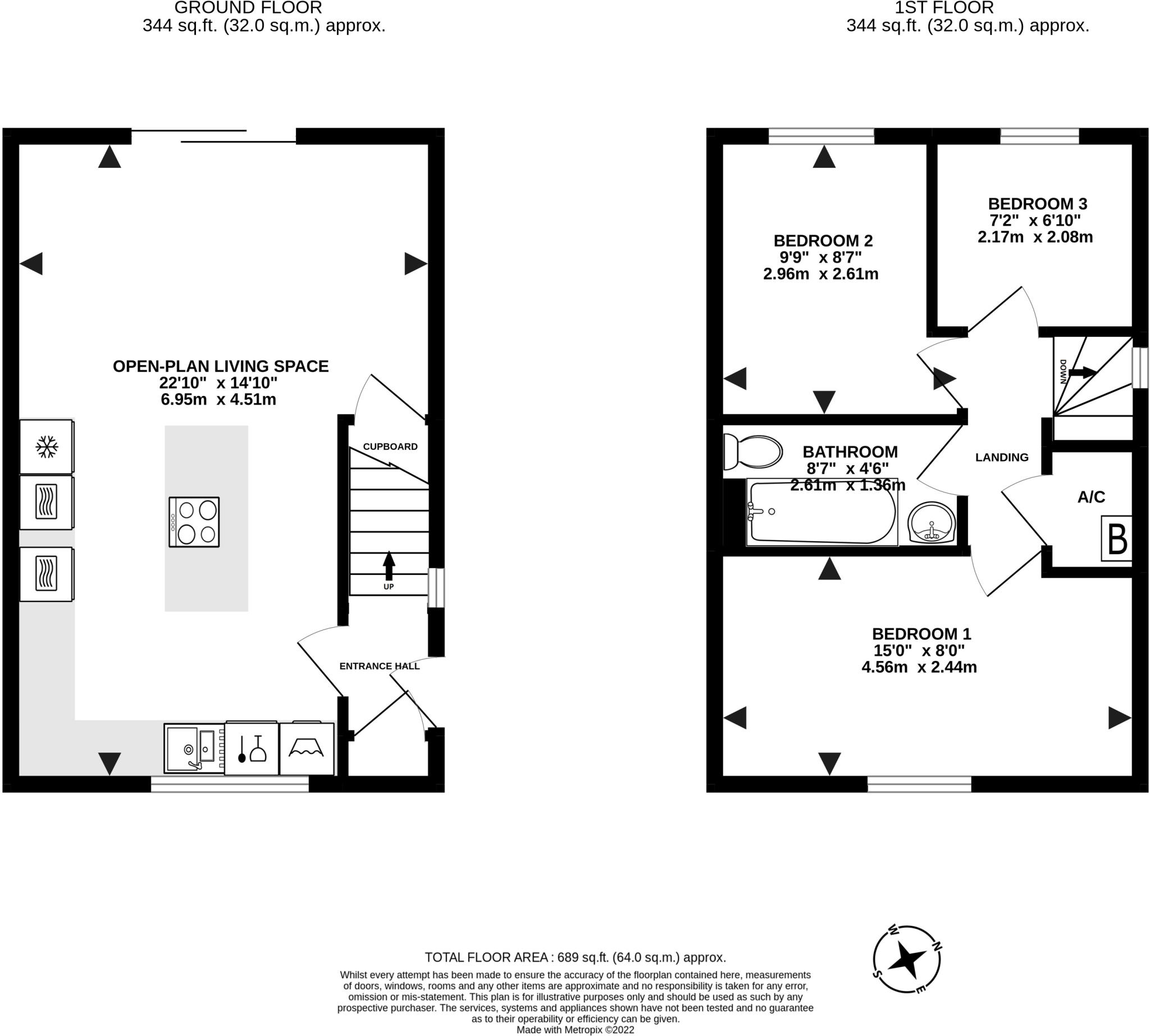 3 bed end of terrace house for sale in Kingsteignton, Newton Abbot - Property floorplan