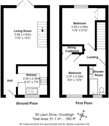 2 bed terraced house to rent in Lawn Drive, Chudleigh - Property floorplan