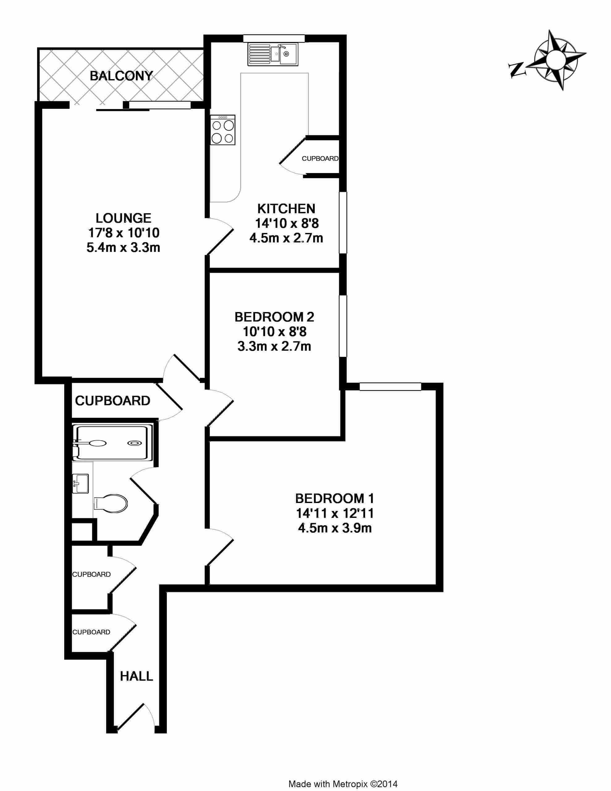 2 bed apartment to rent in Livermead Hill, Torquay - Property floorplan