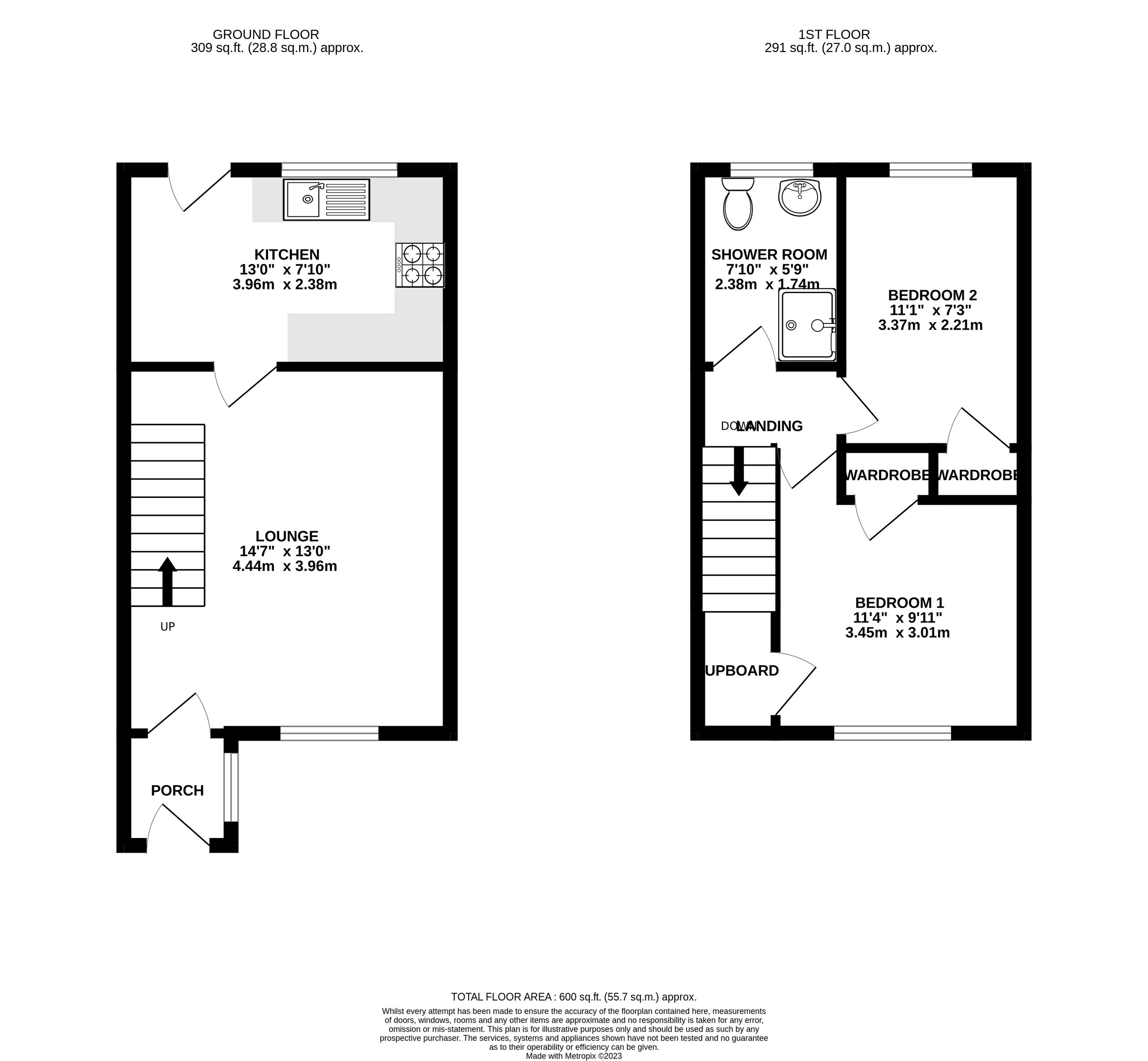 2 bed end of terrace house for sale in Kingsteignton, Newton Abbot - Property floorplan